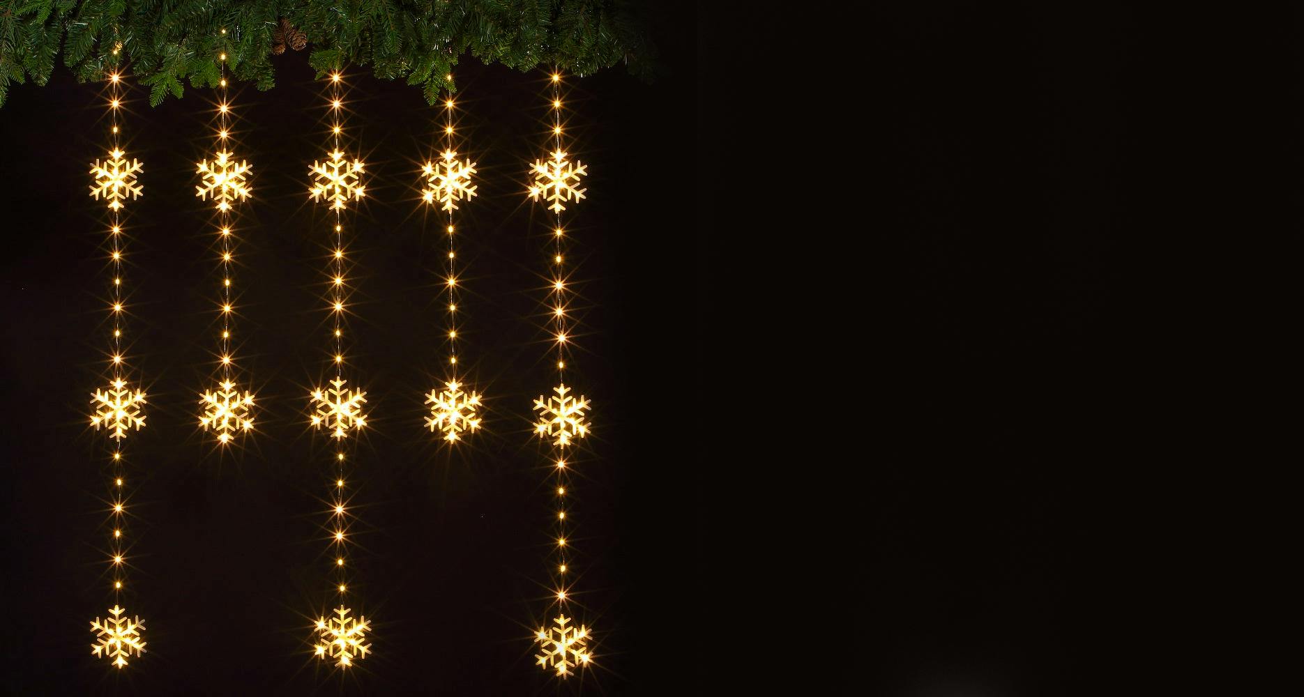Noma 90cm x 1.2m 234 Warm White LED Snowflake Curtain Lights