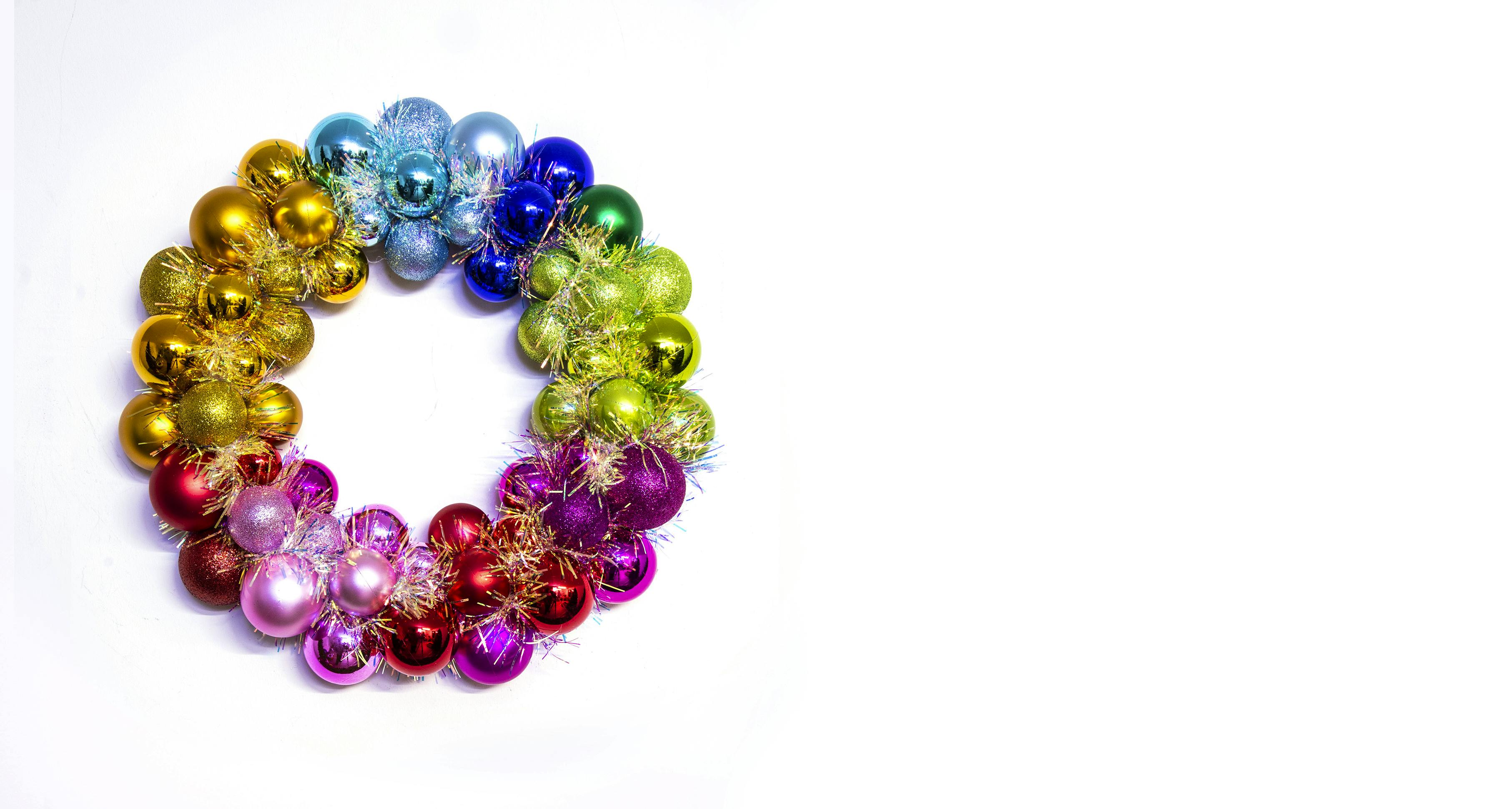 33cm Multicolour Shatterproof Bauble Wreath