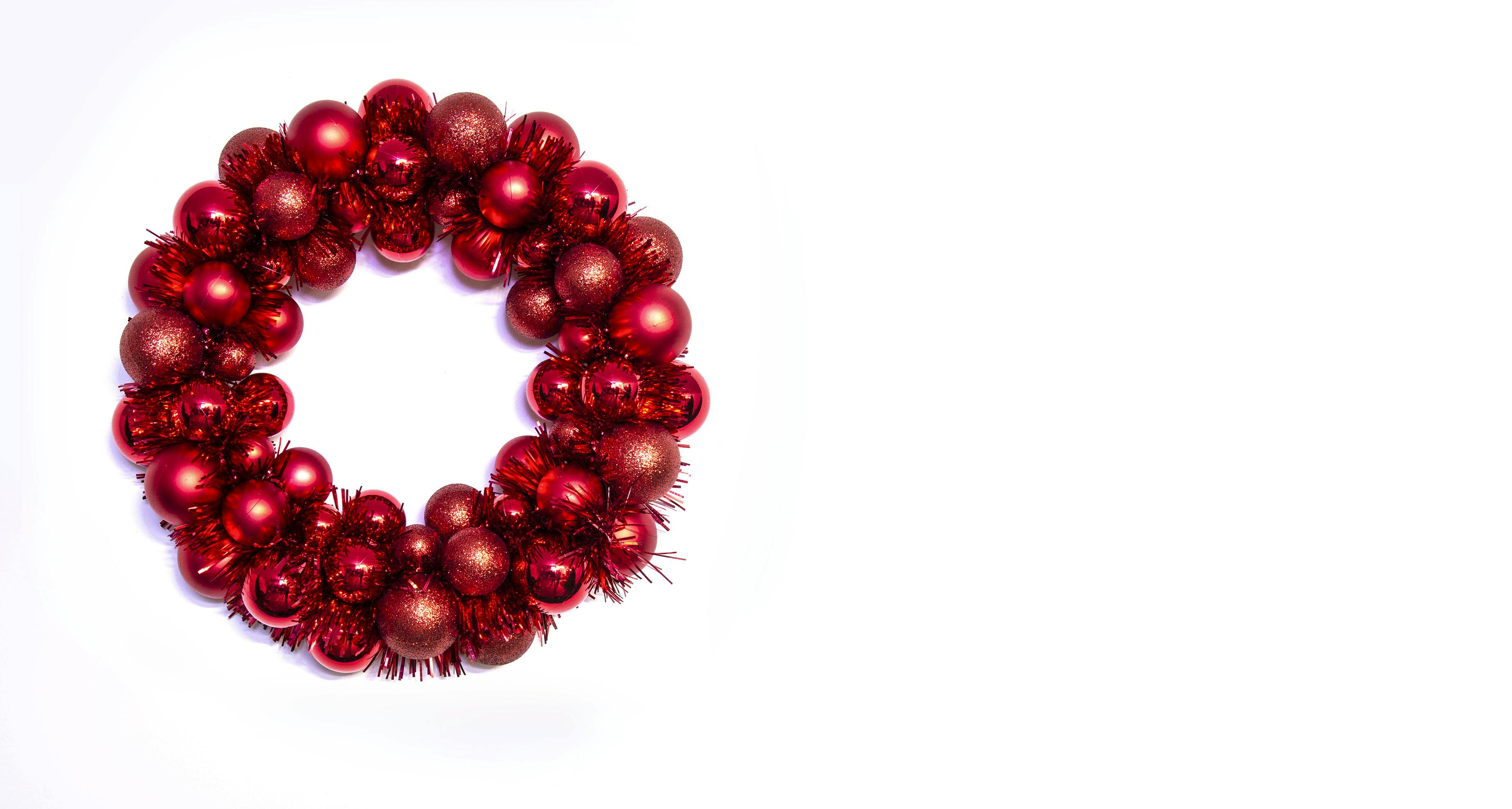 33cm Red Shatterproof Bauble Wreath