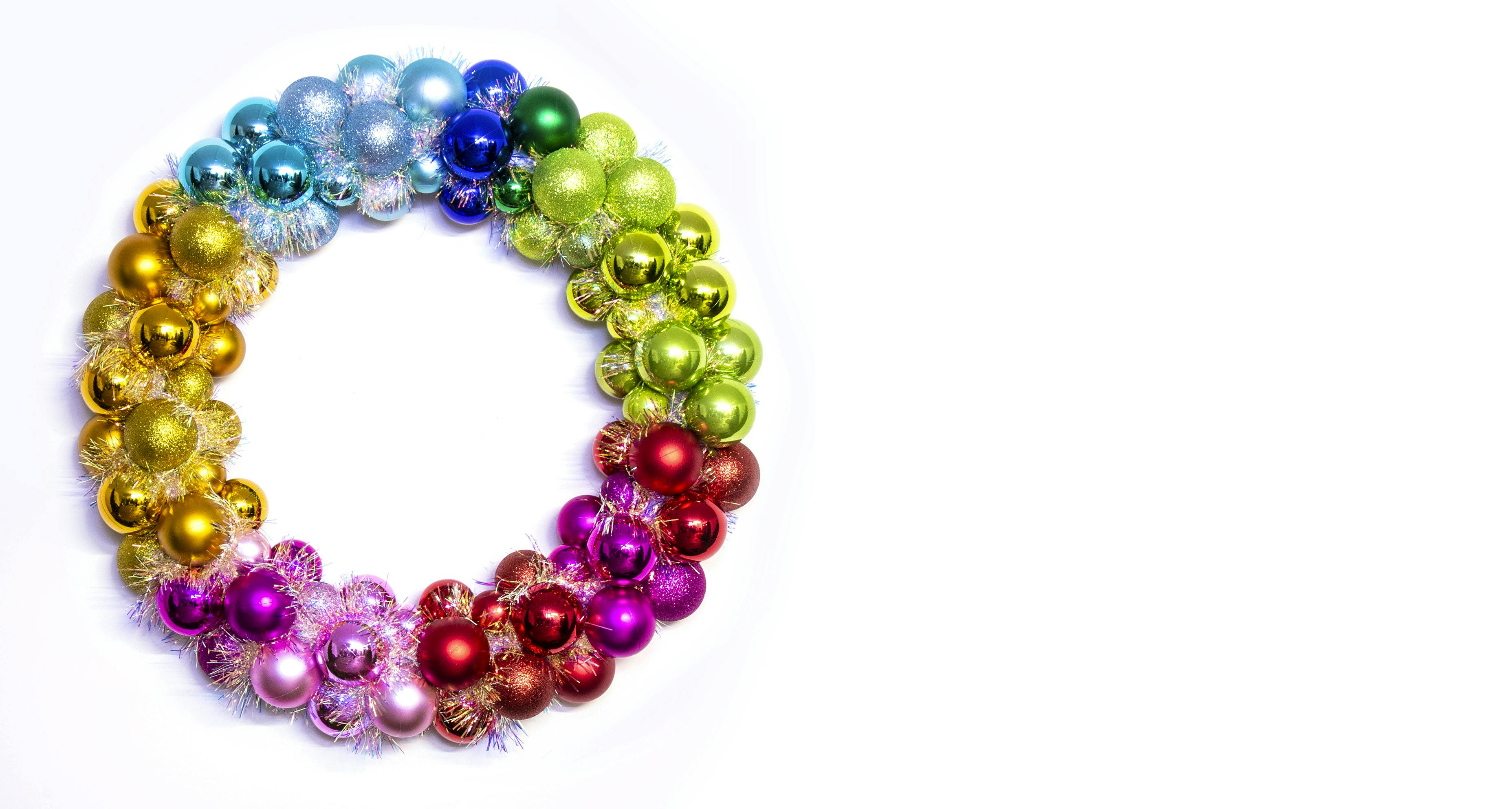 56cm Multicolour Shatterproof Bauble Wreath