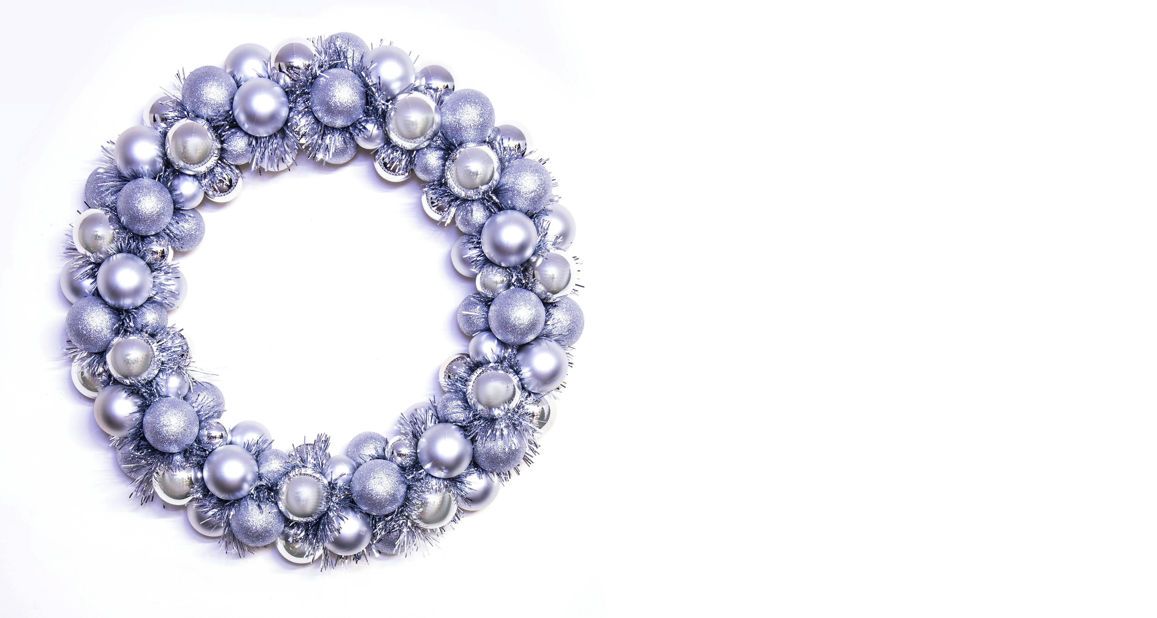 56cm Silver Shatterproof Bauble Wreath