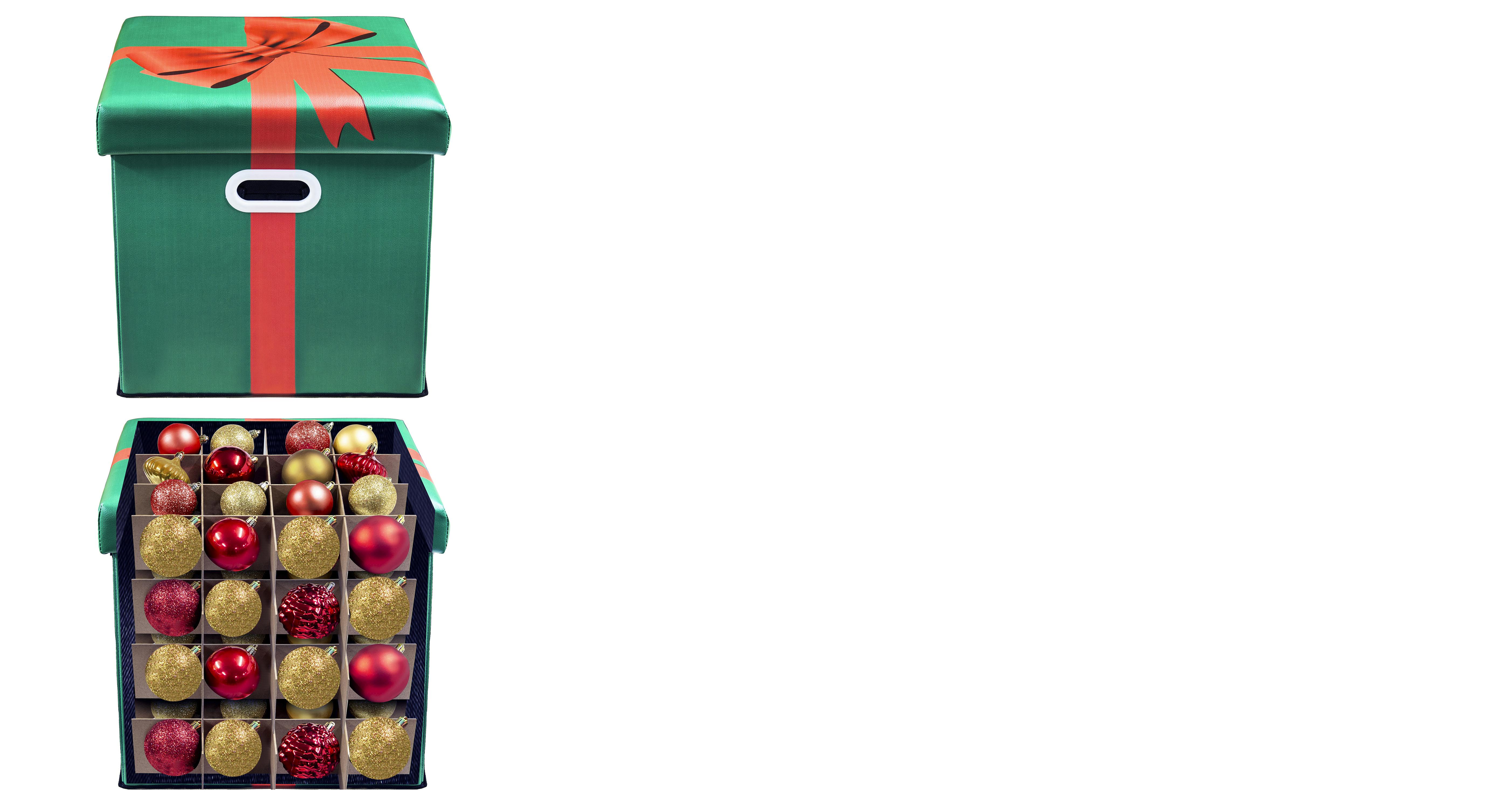 Multi-purpose Decorations Storage Ottoman Box - With Partitions