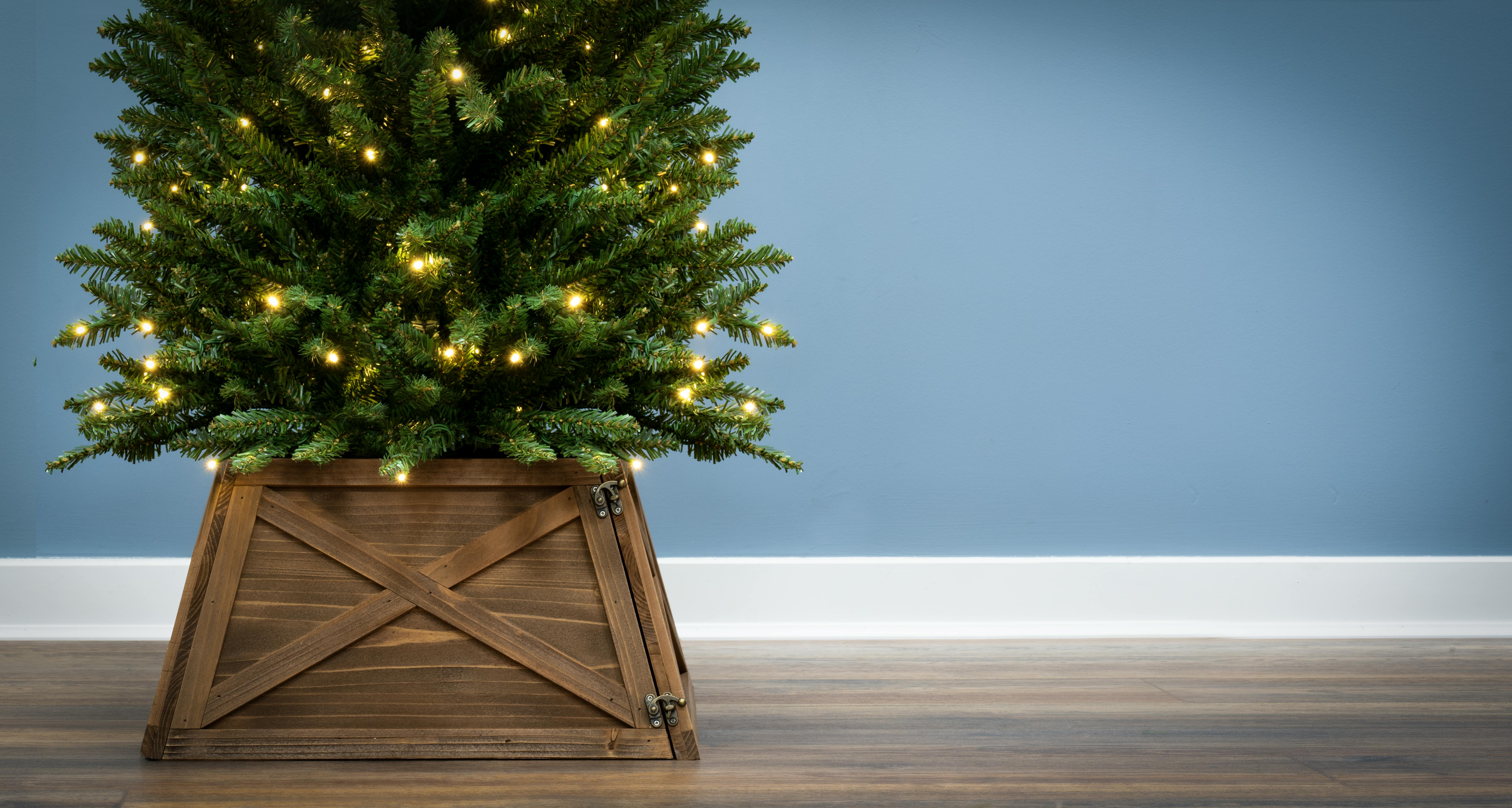 Wooden Christmas Tree Skirt in 3 Colours (For 4ft-6ft Trees - Tight Fit)