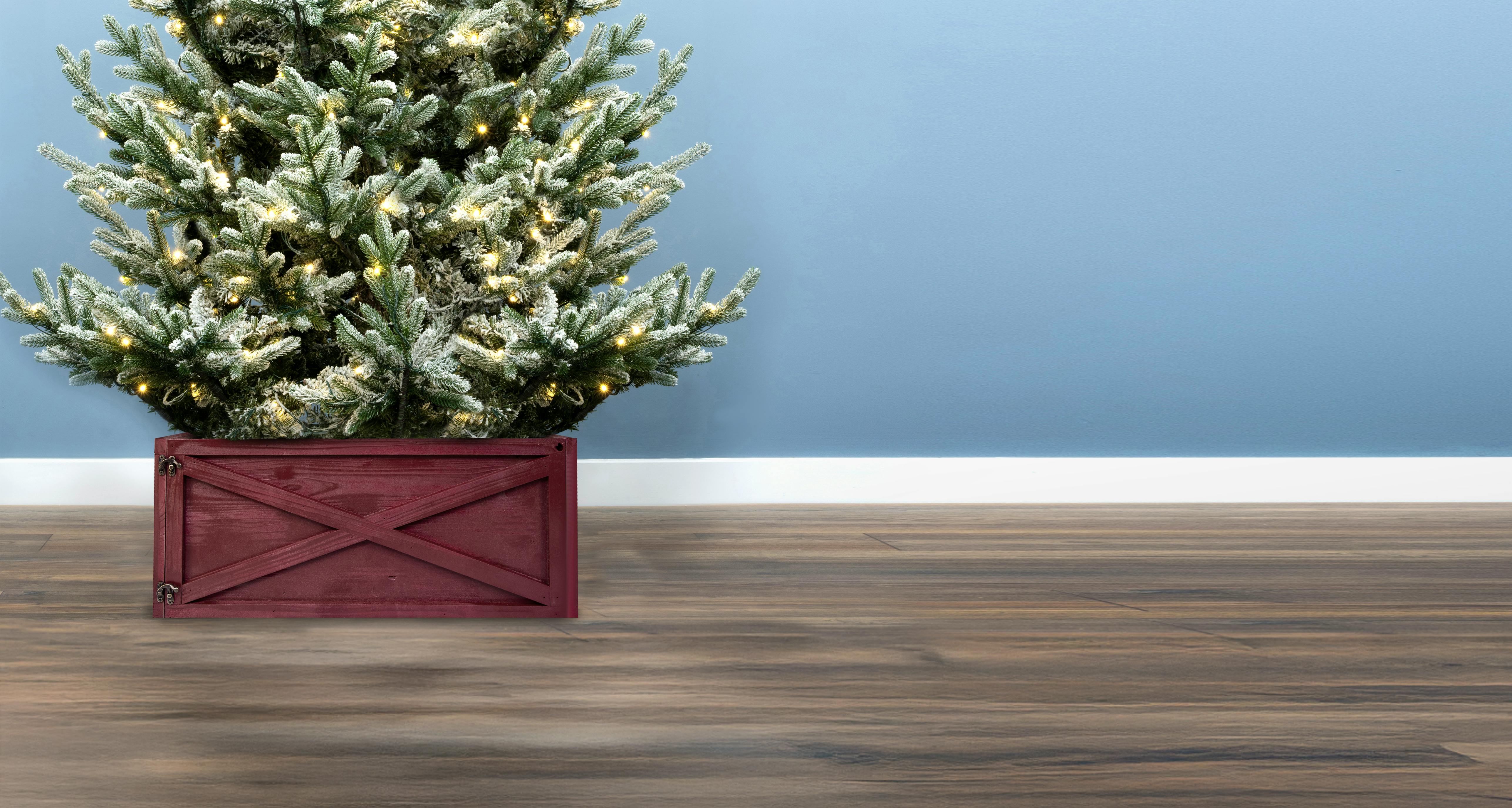 Wooden Christmas Tree Skirt in 3 Colours (For 7ft-8ft Trees - Square Fit) 