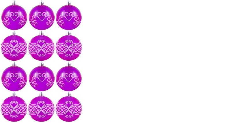 6cm Hand Painted Shatterproof Bauble Design 1 (12 Pack) 6cm Hand Painted Shatterproof Bauble Design 1 (12 Pack)