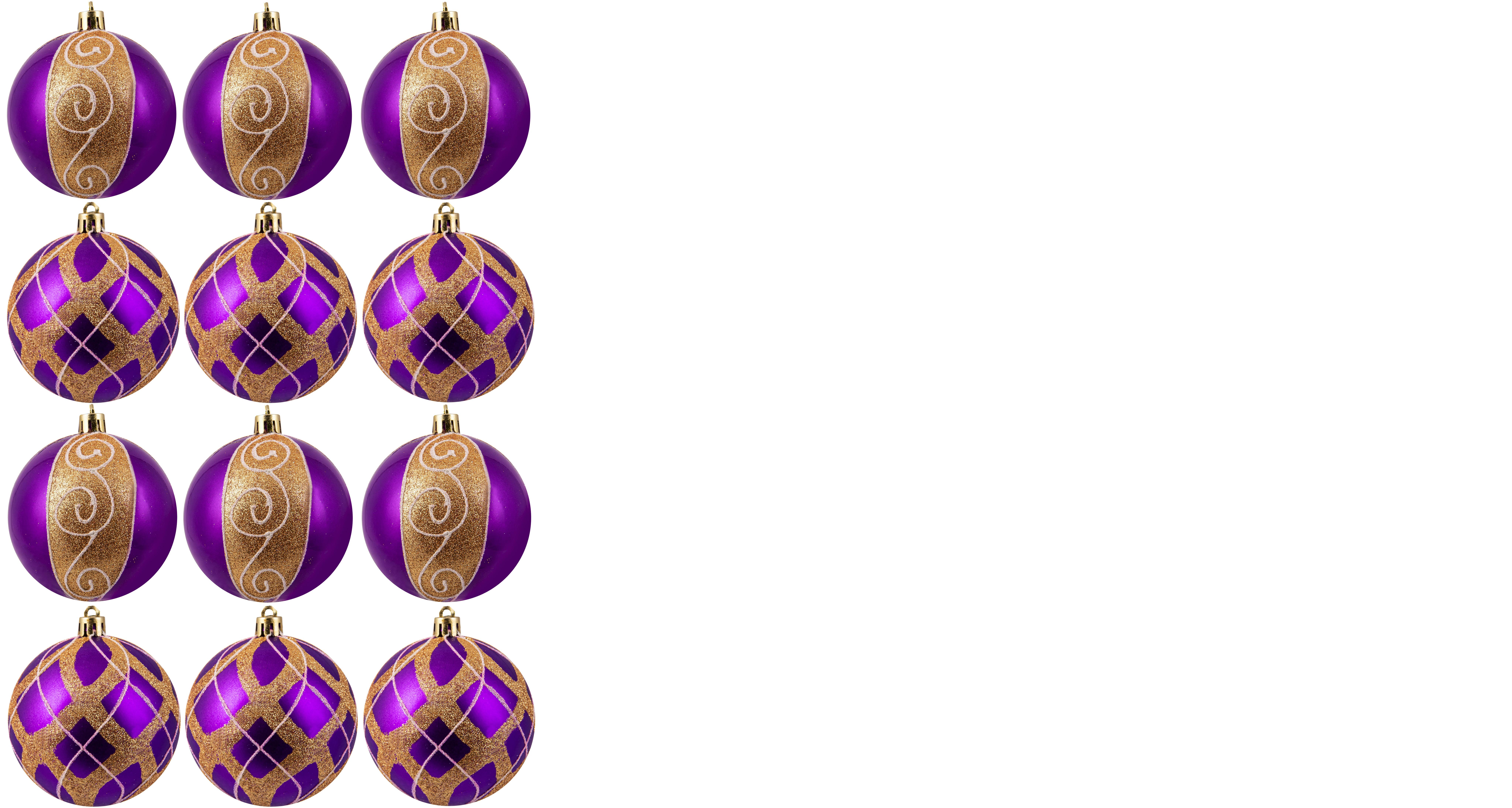 6cm&#x20;Hand&#x20;Painted&#x20;Shatterproof&#x20;Bauble&#x20;Design&#x20;10&#x20;&#x28;12&#x20;Pack&#x29;