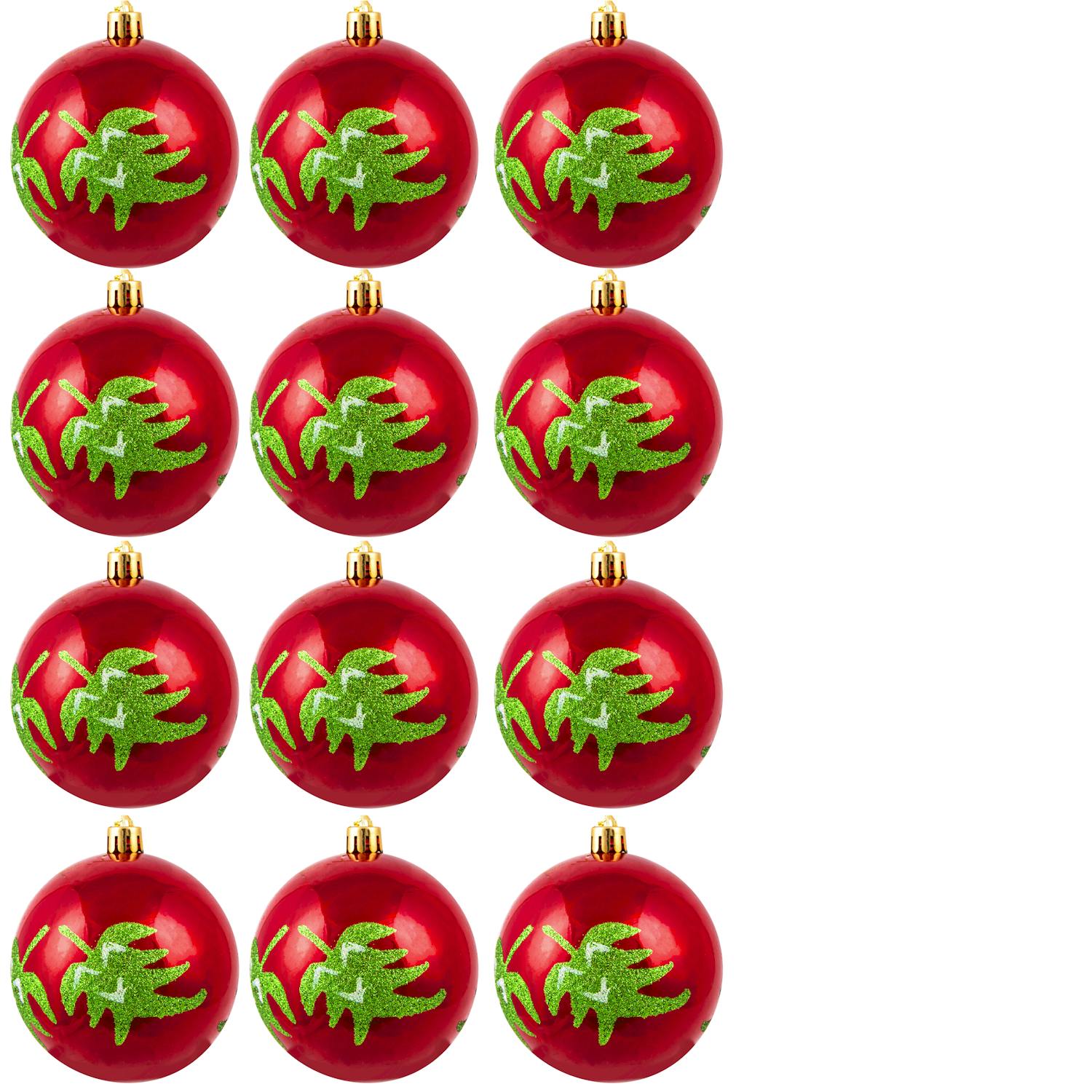 8cm Hand Painted Shatterproof Bauble Design 33 (12 Pack)
