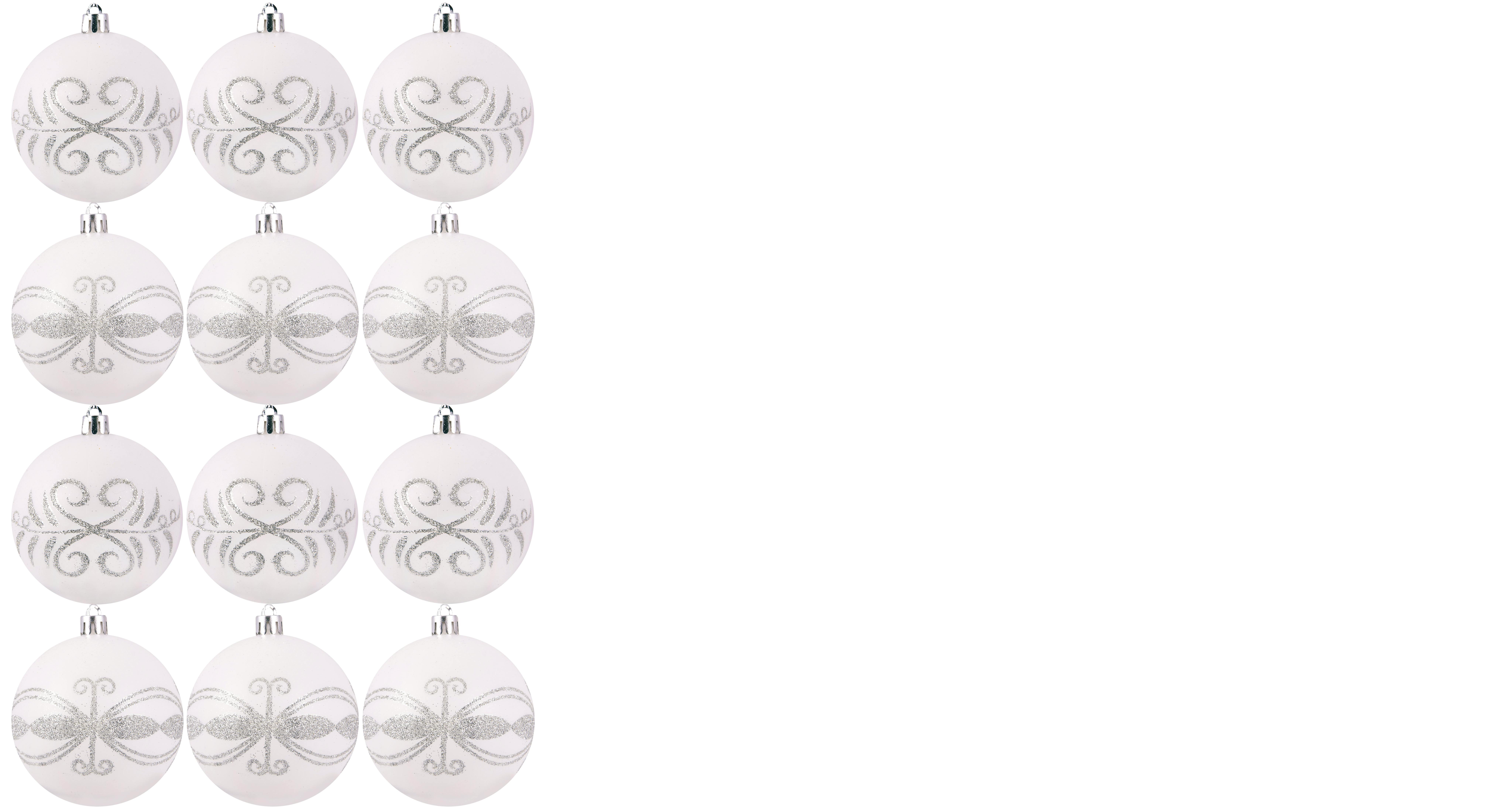 Hand Painted Shatterproof Bauble Design 7 (9-12 Pack)