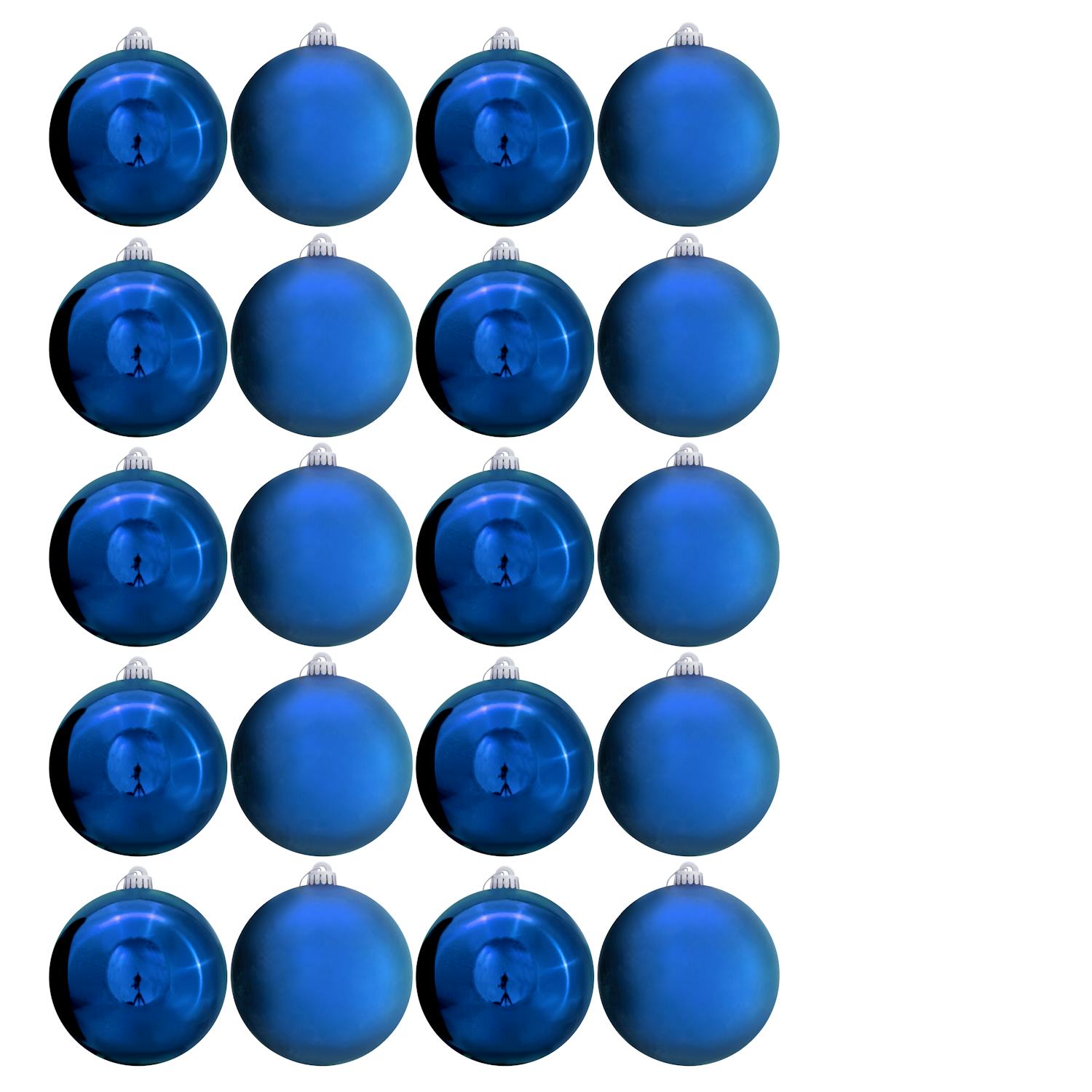 15cm Blue Bauble Set Shiny/Matt (20 pc)