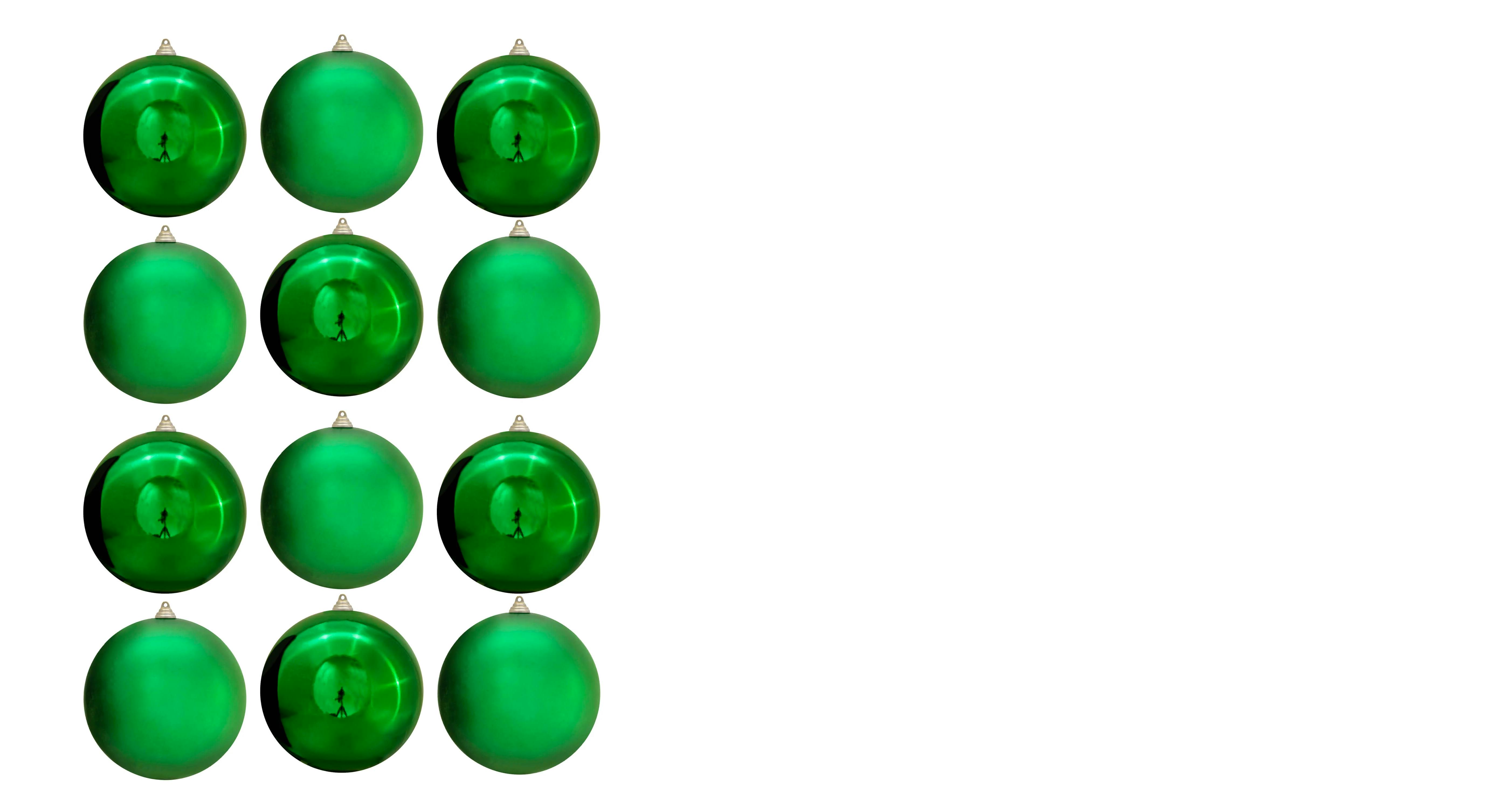 20cm Green Bauble Set Shiny/Matt (12 pc)