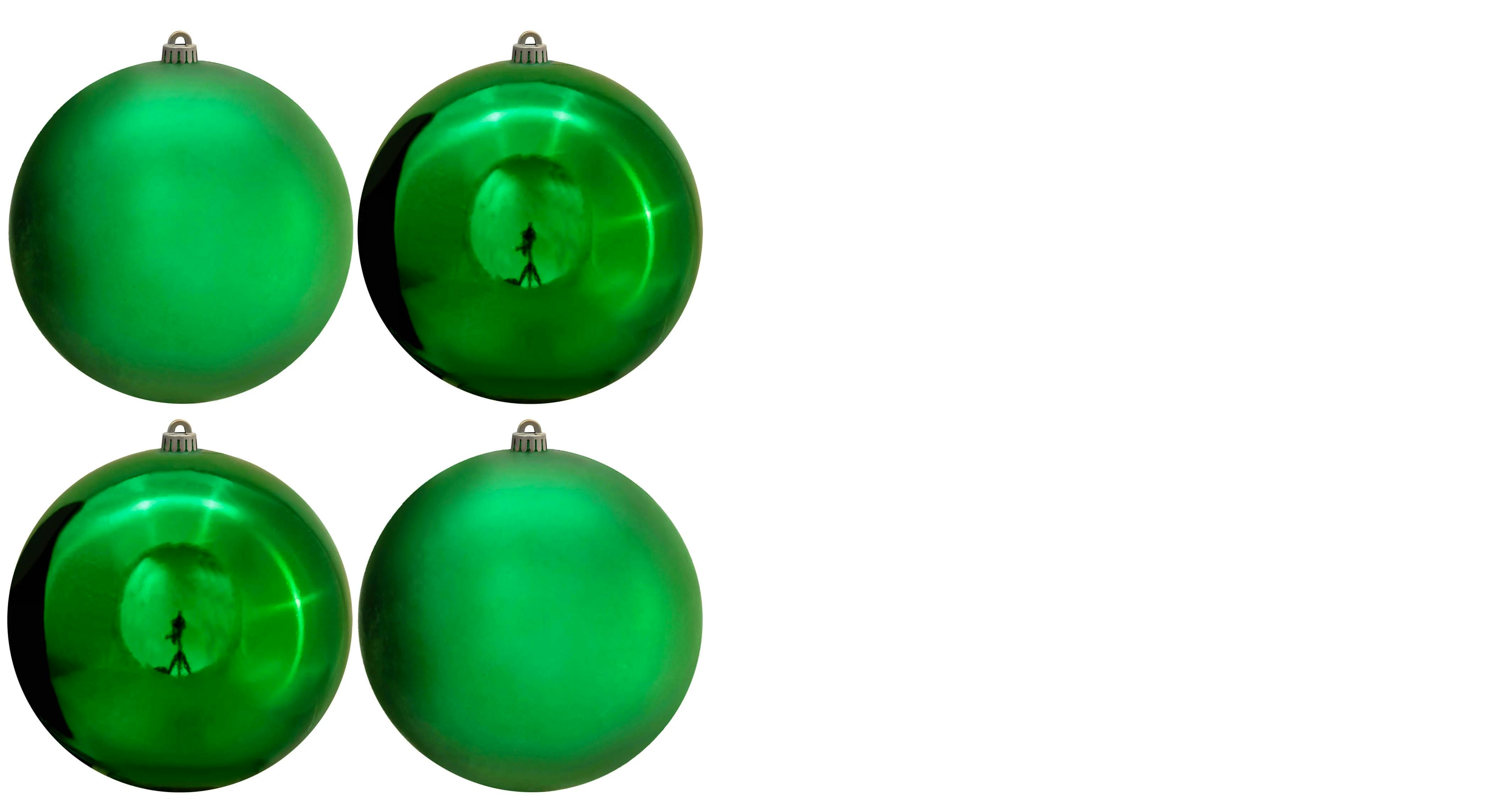 25cm Green Bauble Set Shiny/Matt (4 pc)