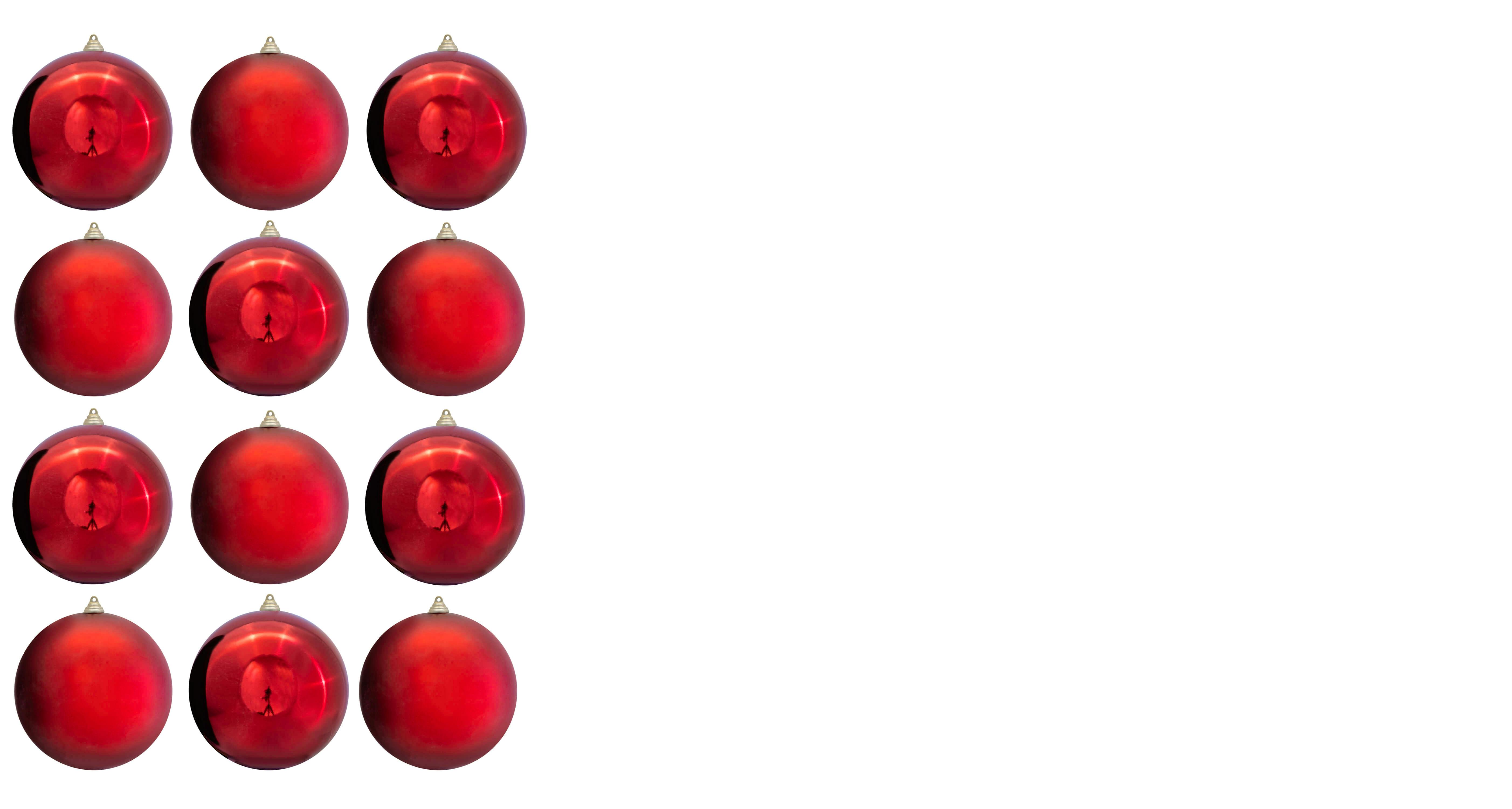 20cm Red Bauble Set Shiny/Matt (12 pc)