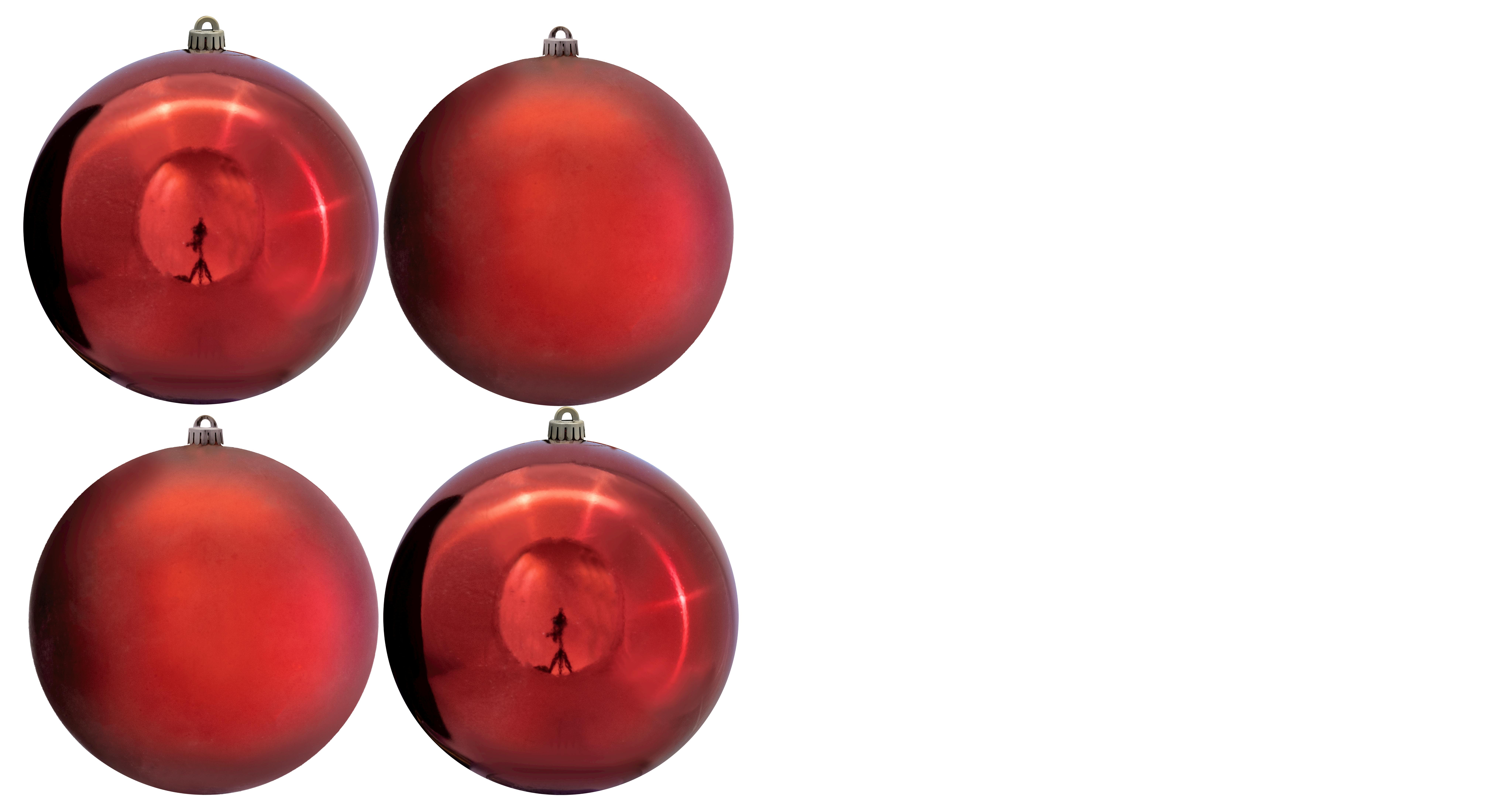25cm Red Bauble Set Shiny/Matte (4 pc)