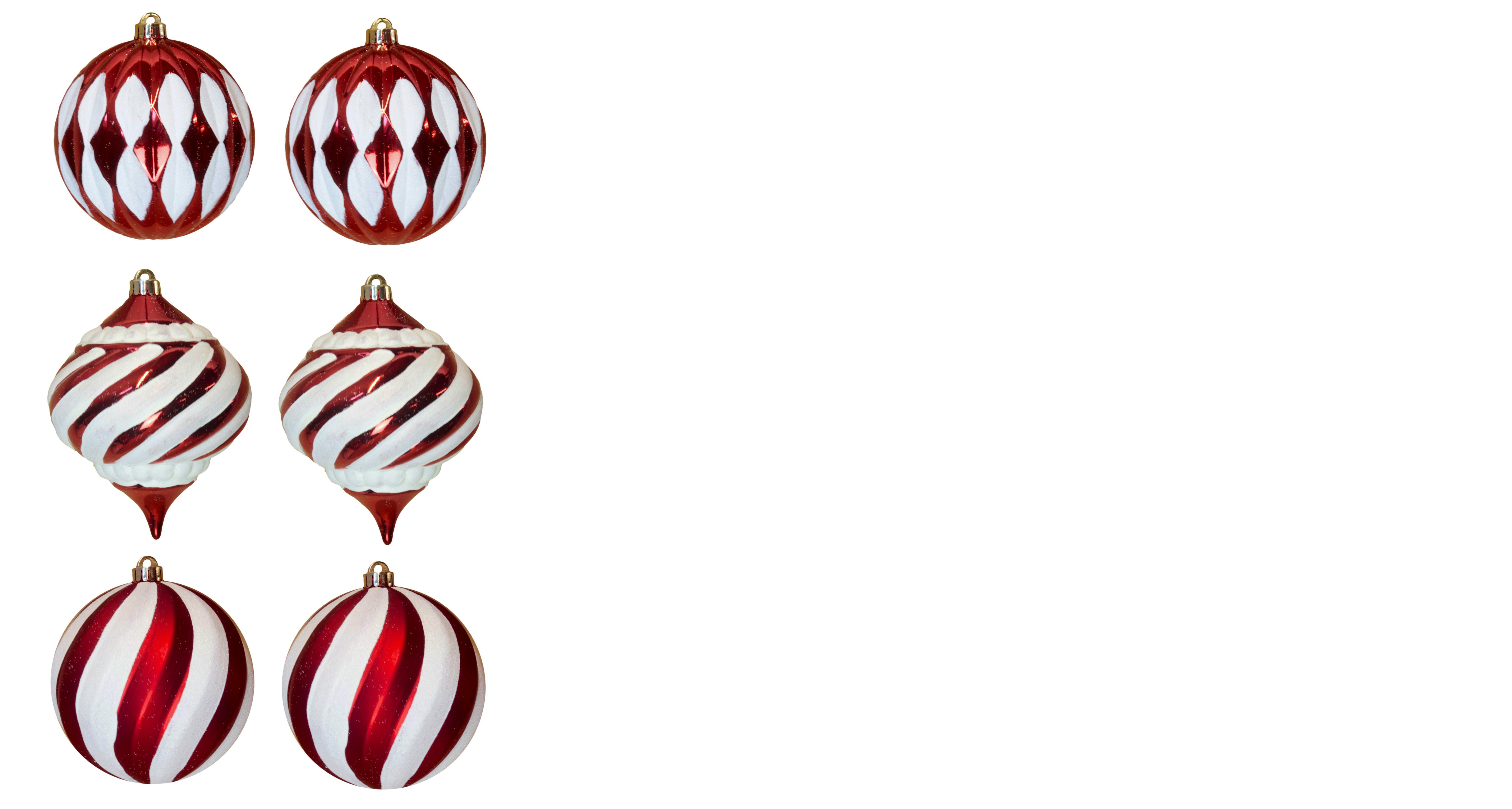 Candy Cane 15cm Large Bauble 6pc Set