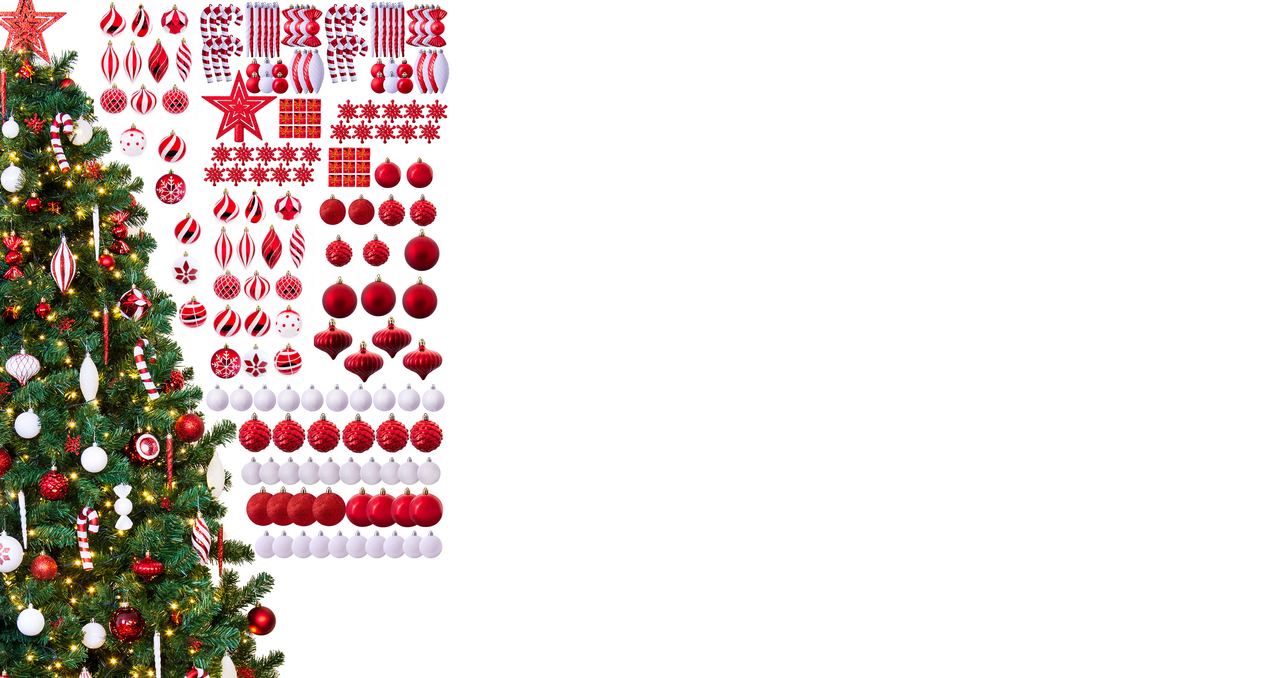 The 196pc Candy Cane Full Heavy Coverage Bauble Set
