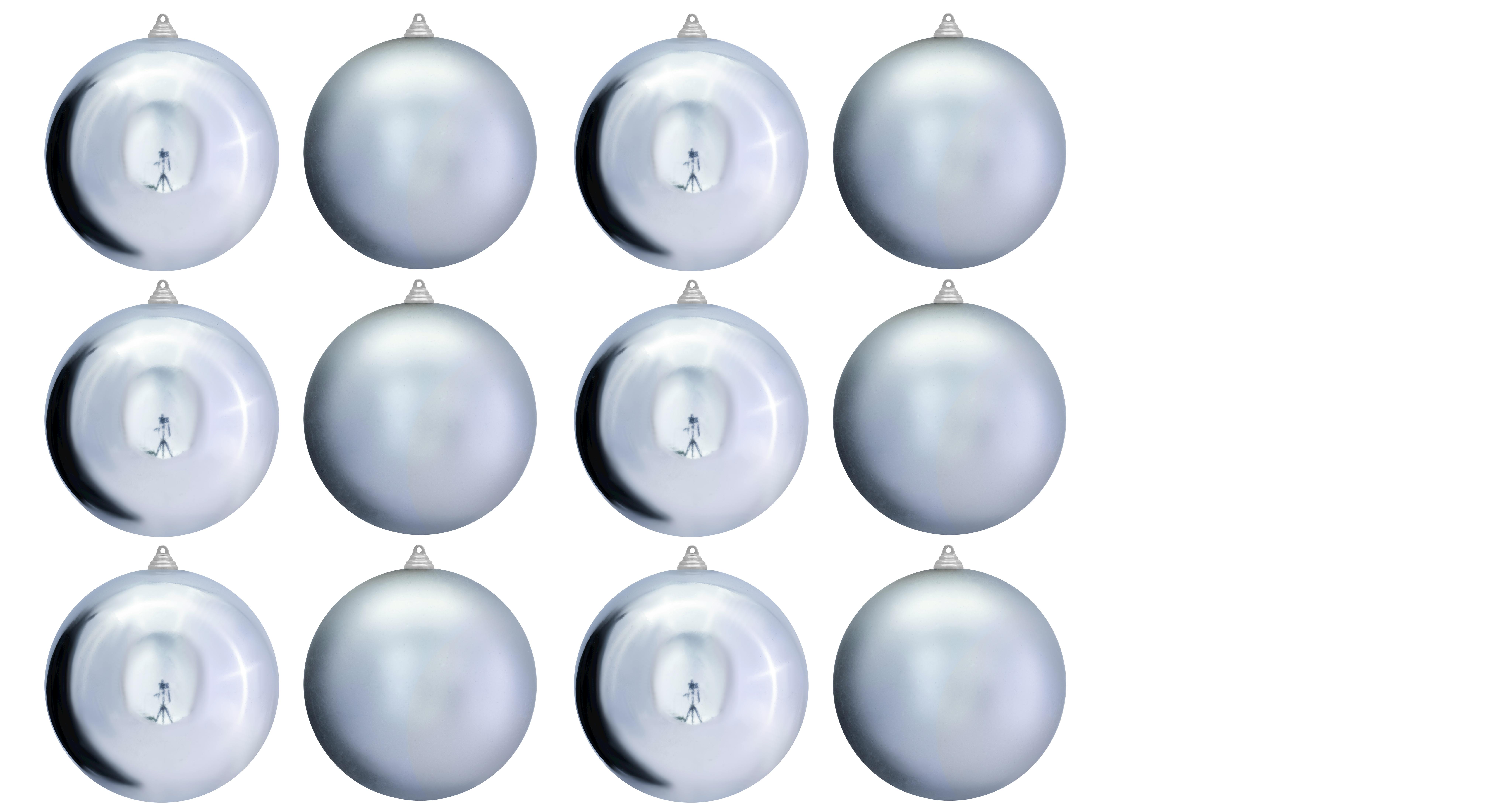 20cm Silver Bauble Set Shiny/Matte (12 pc)