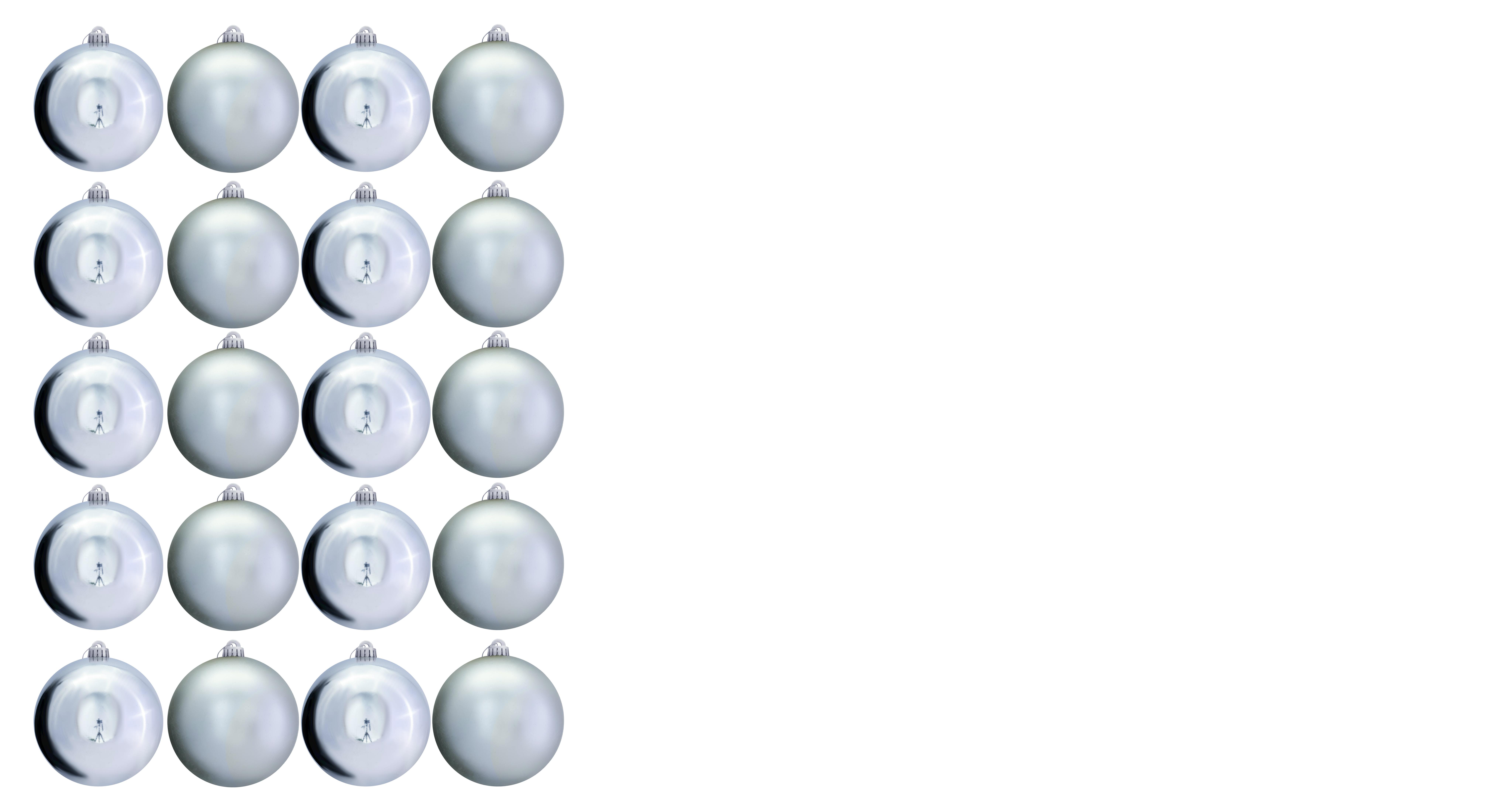 15cm Silver Bauble Set Shiny/Matt (20 pc)