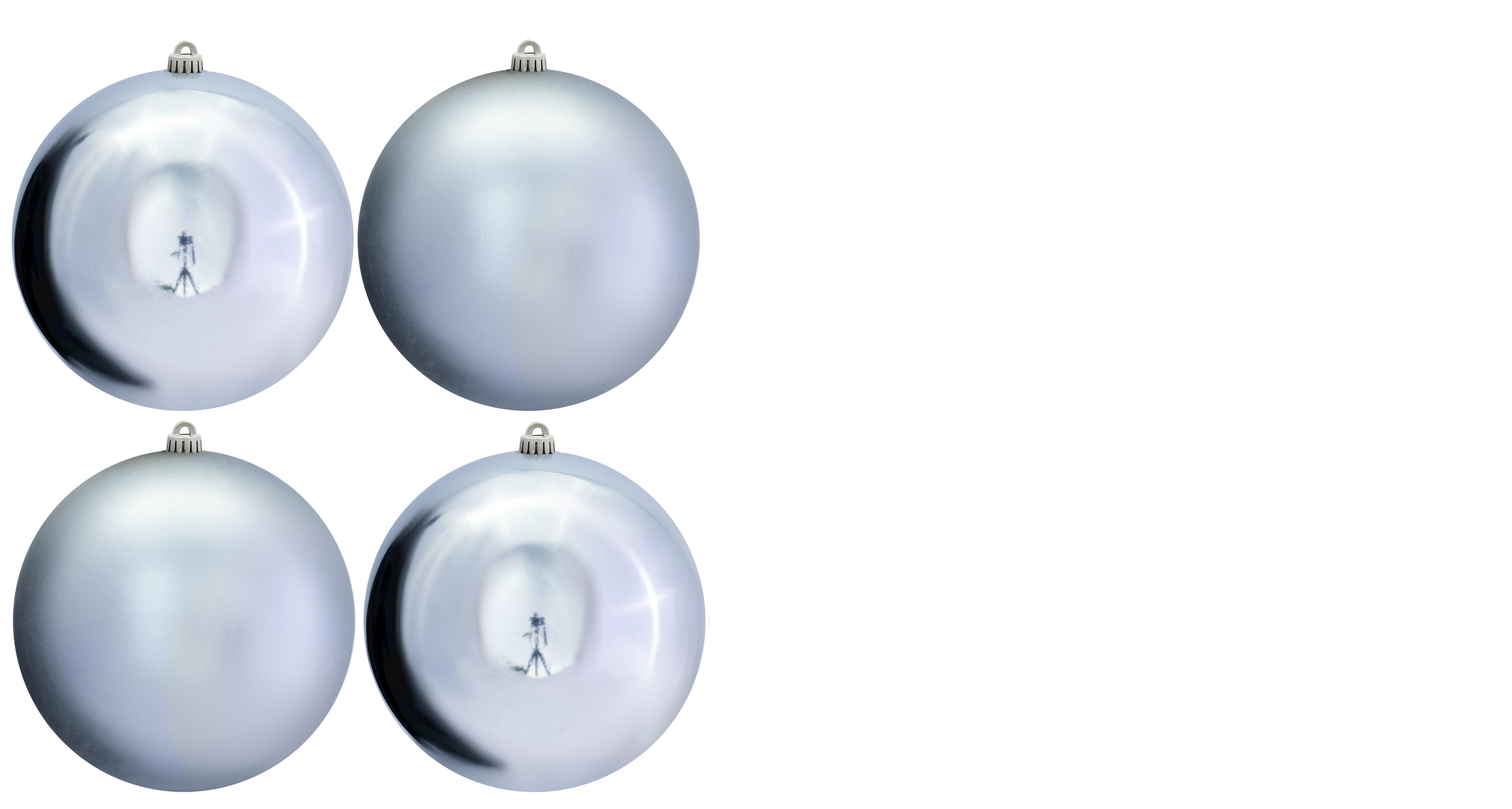 25cm Silver Bauble Set Shiny/Matt (4 pc)