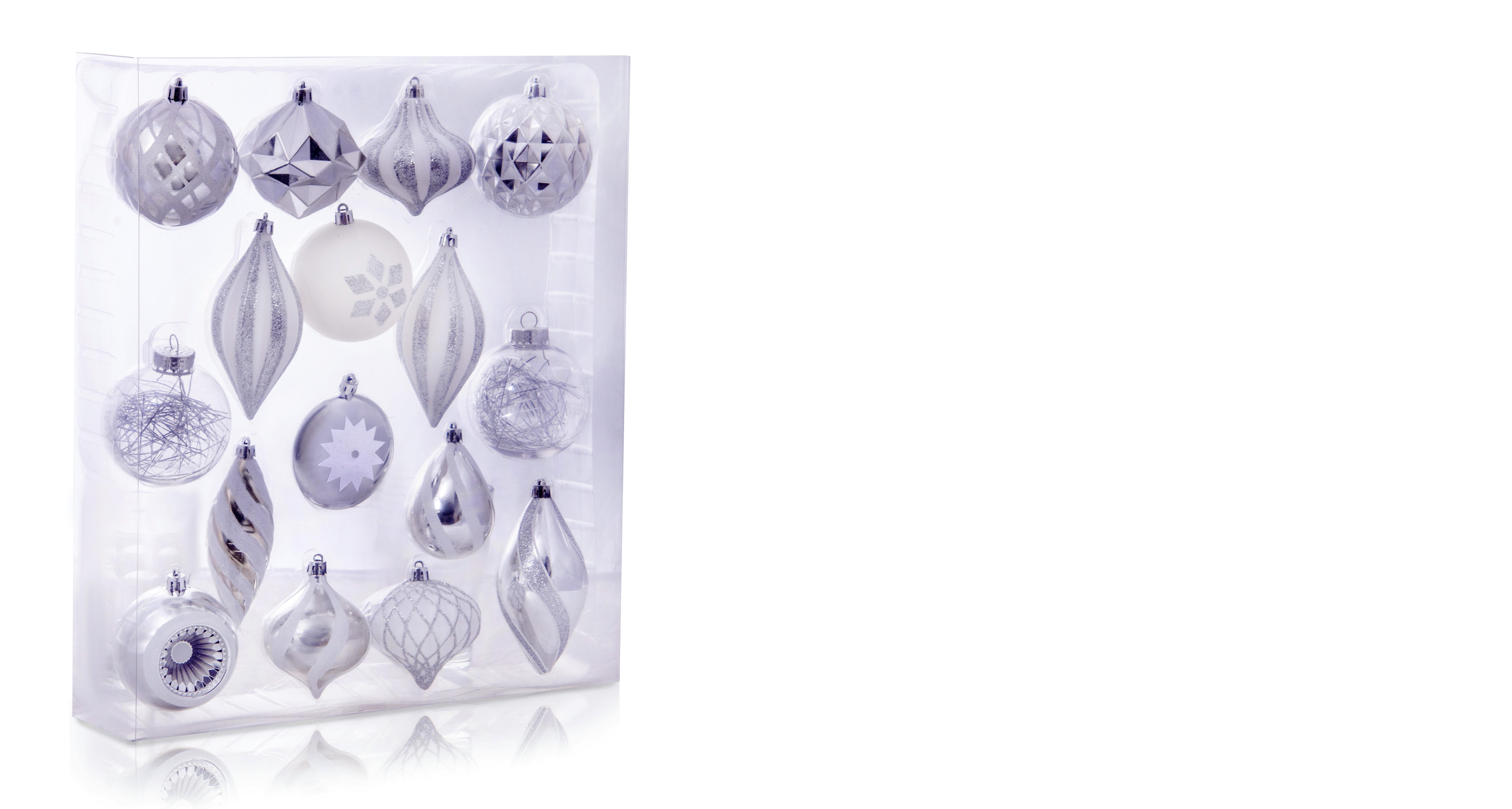 Frosted Pearl Bauble 16pc Feature Set