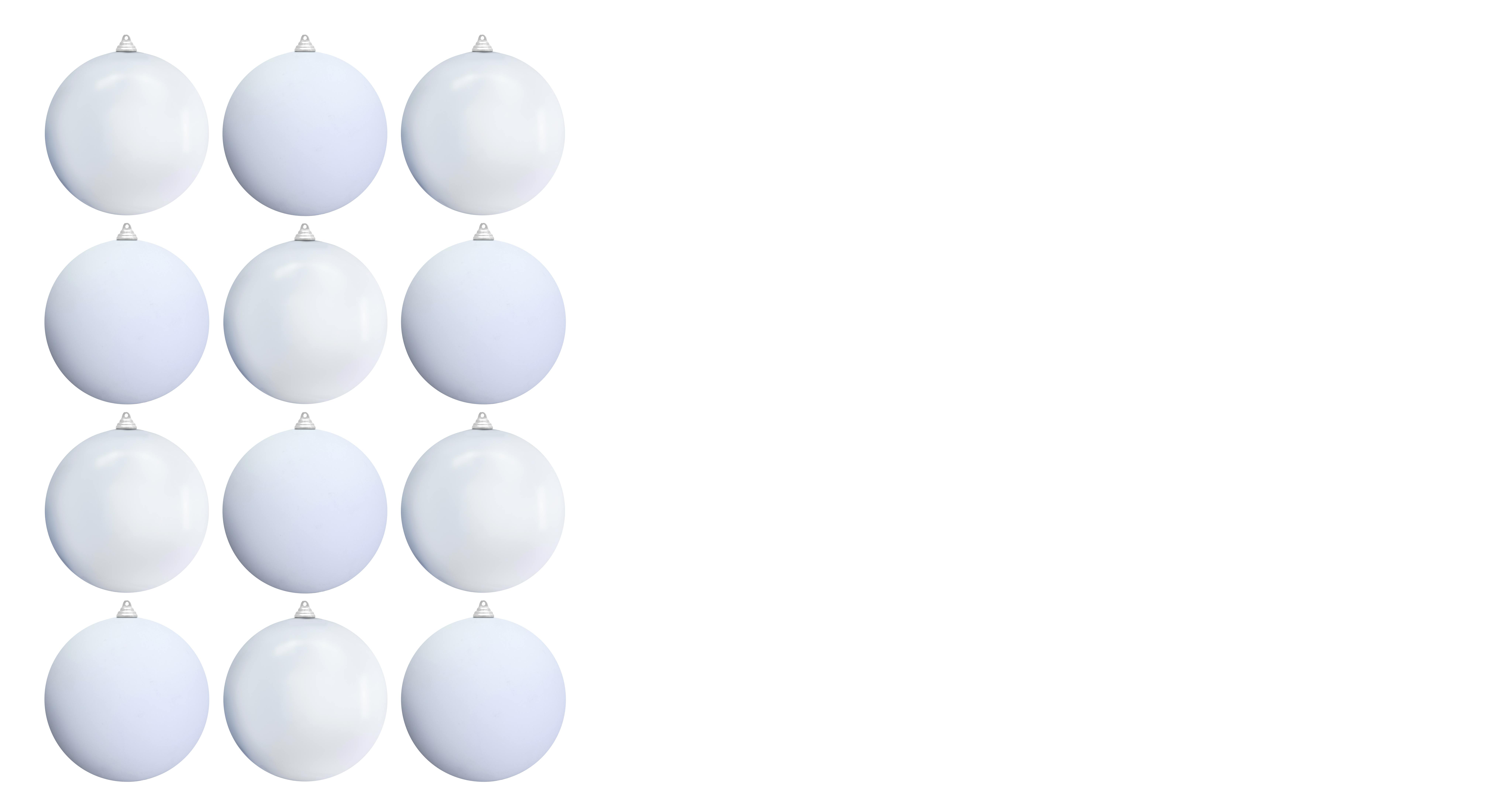 20cm White Bauble Set Shiny/Matt (12 pc)