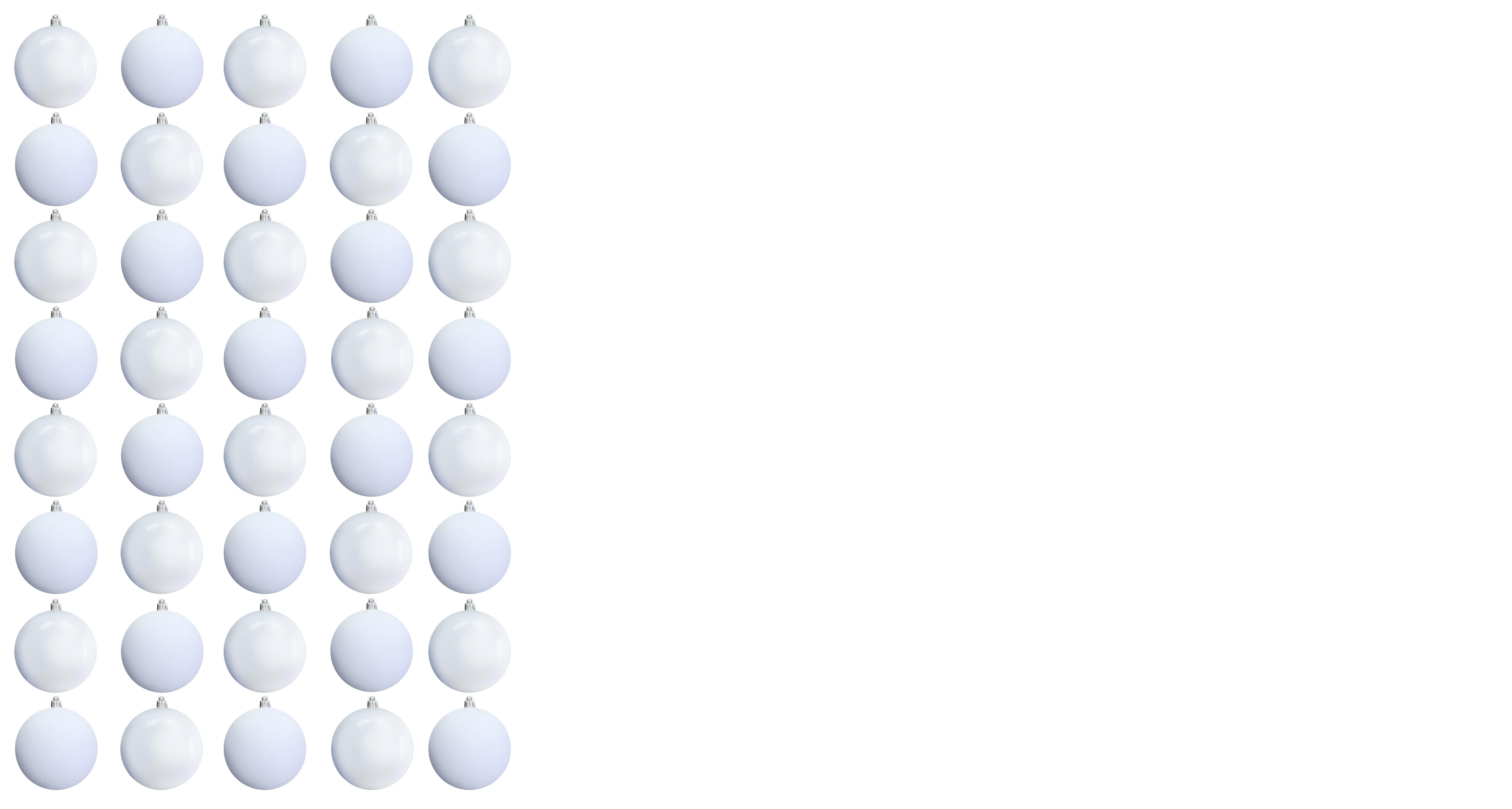 8cm White Bauble Set Shiny/Matt (40 pc)