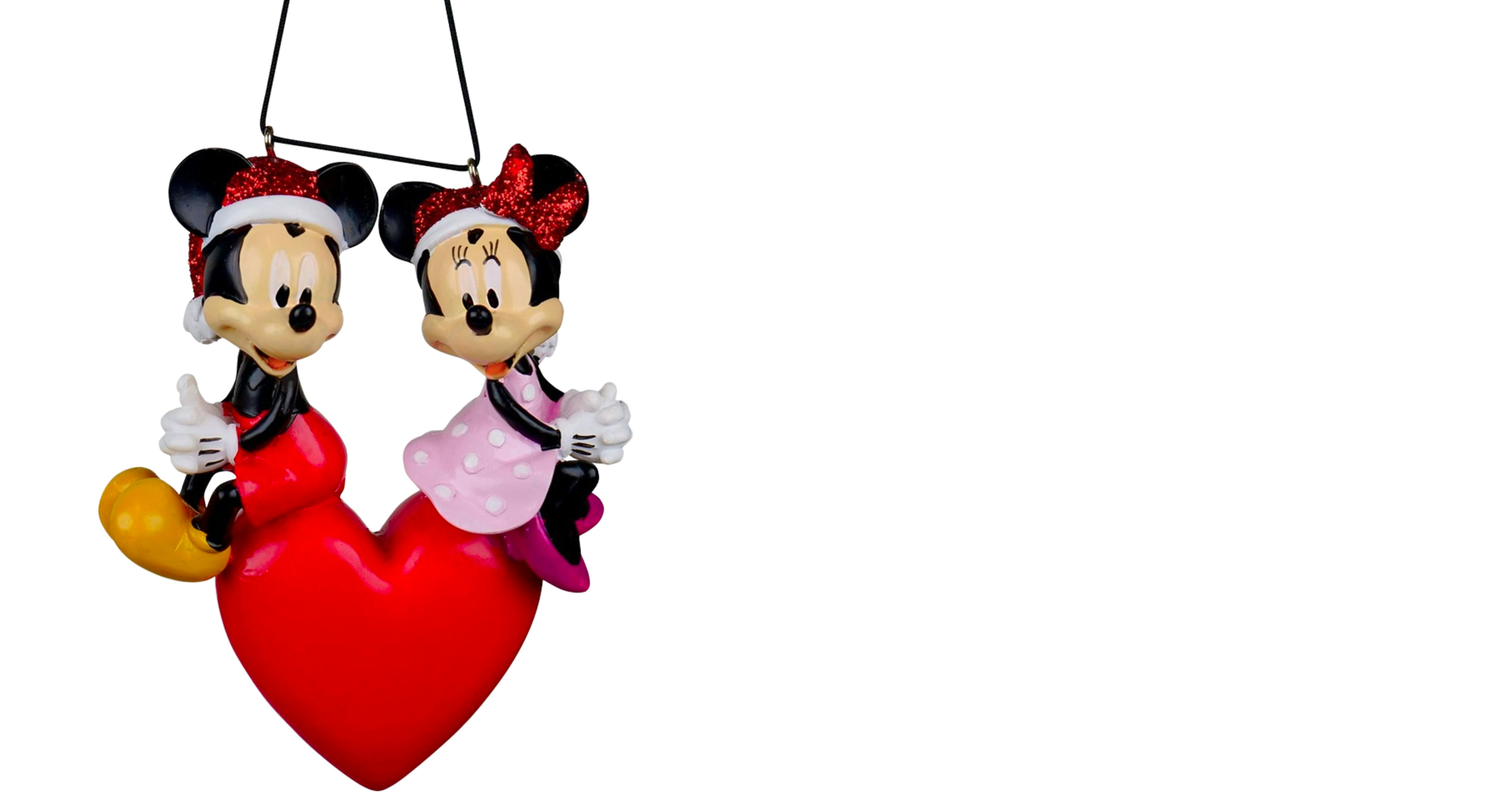 11cm Mickey & Minnie Loveheart Hanging Decoration - Disney Licensed