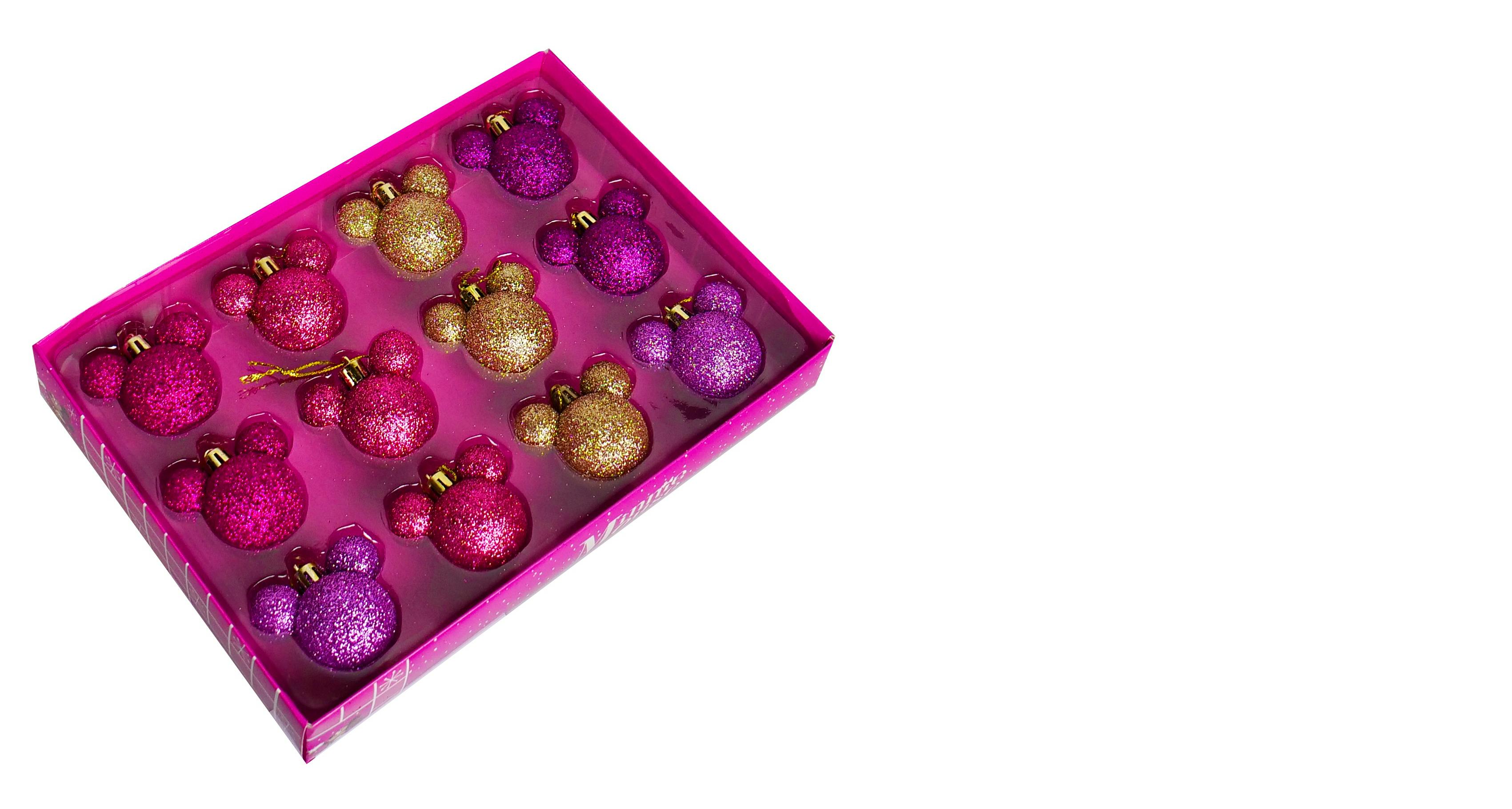 Disney Mini Ear Baubles 12pcs 26 x 18cm Pinks & Gold hanging decorations