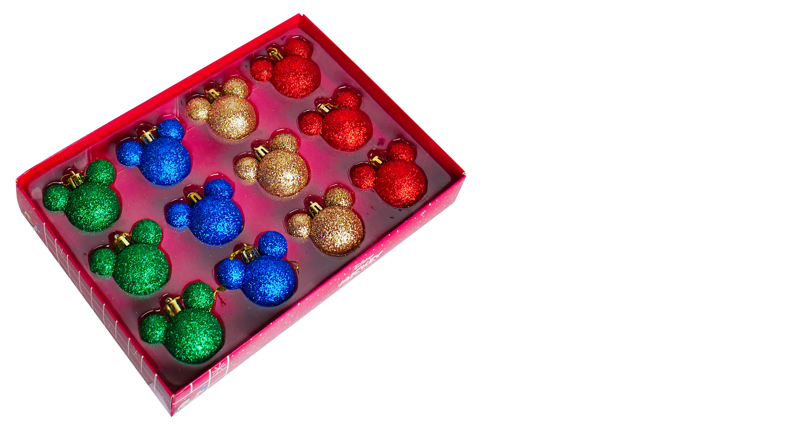 12pc Multicolour Mickey Mouse Ear Baubles - Disney Licenced