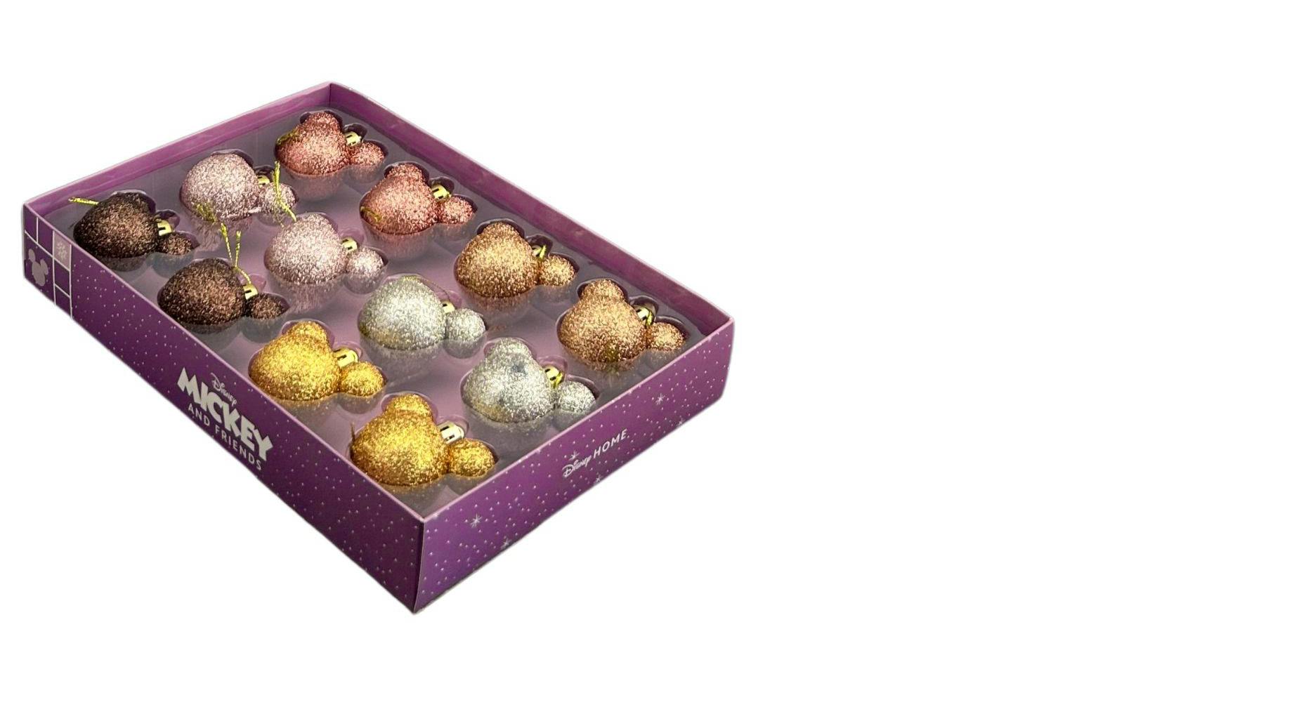 5cm Metallic Mickey Mouse Ear Baubles (12pc) - Disney Licensed