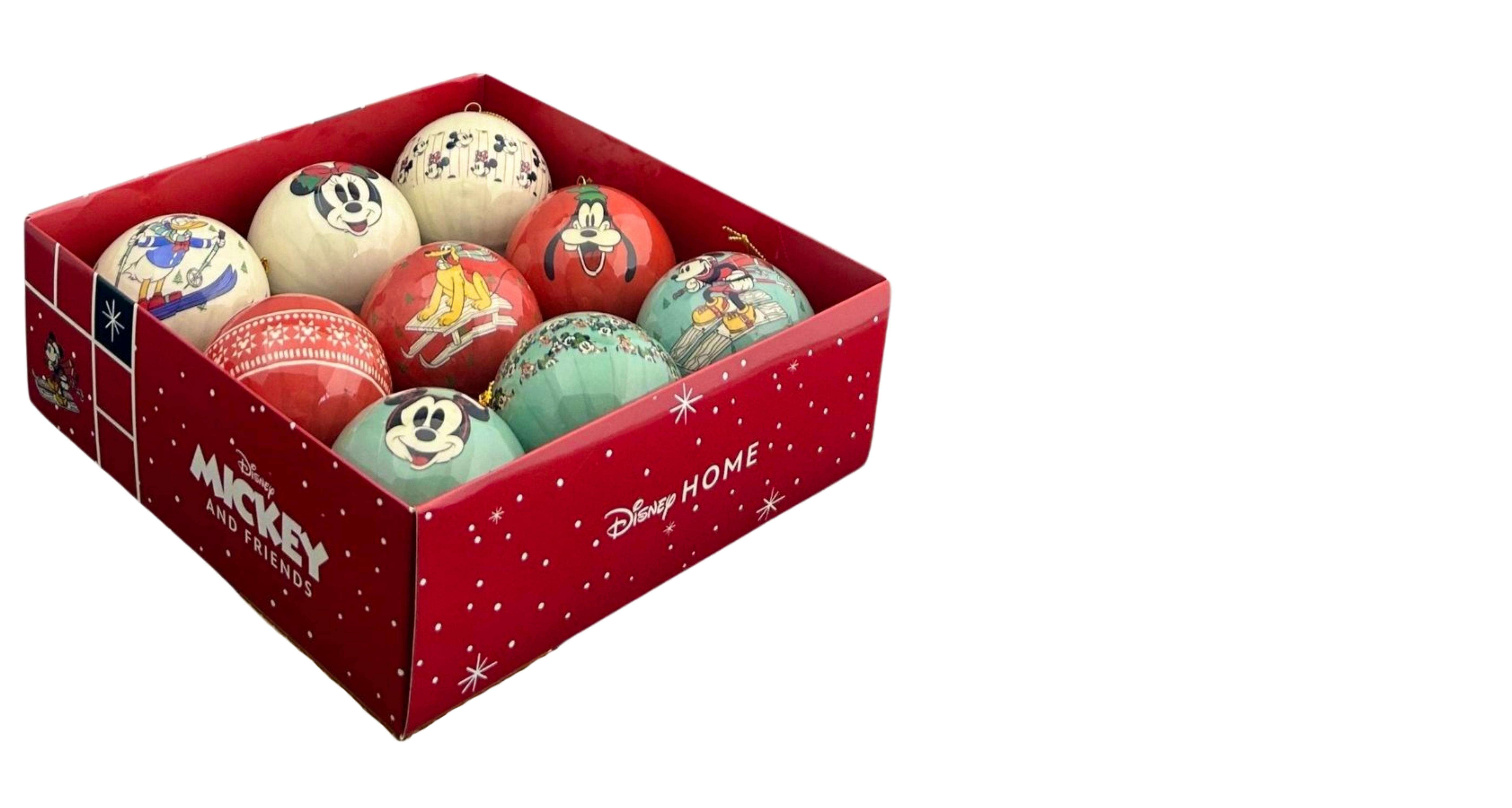 7.5cm Retro Mickey Mouse & Friends Baubles (9pc) - Disney Licensed