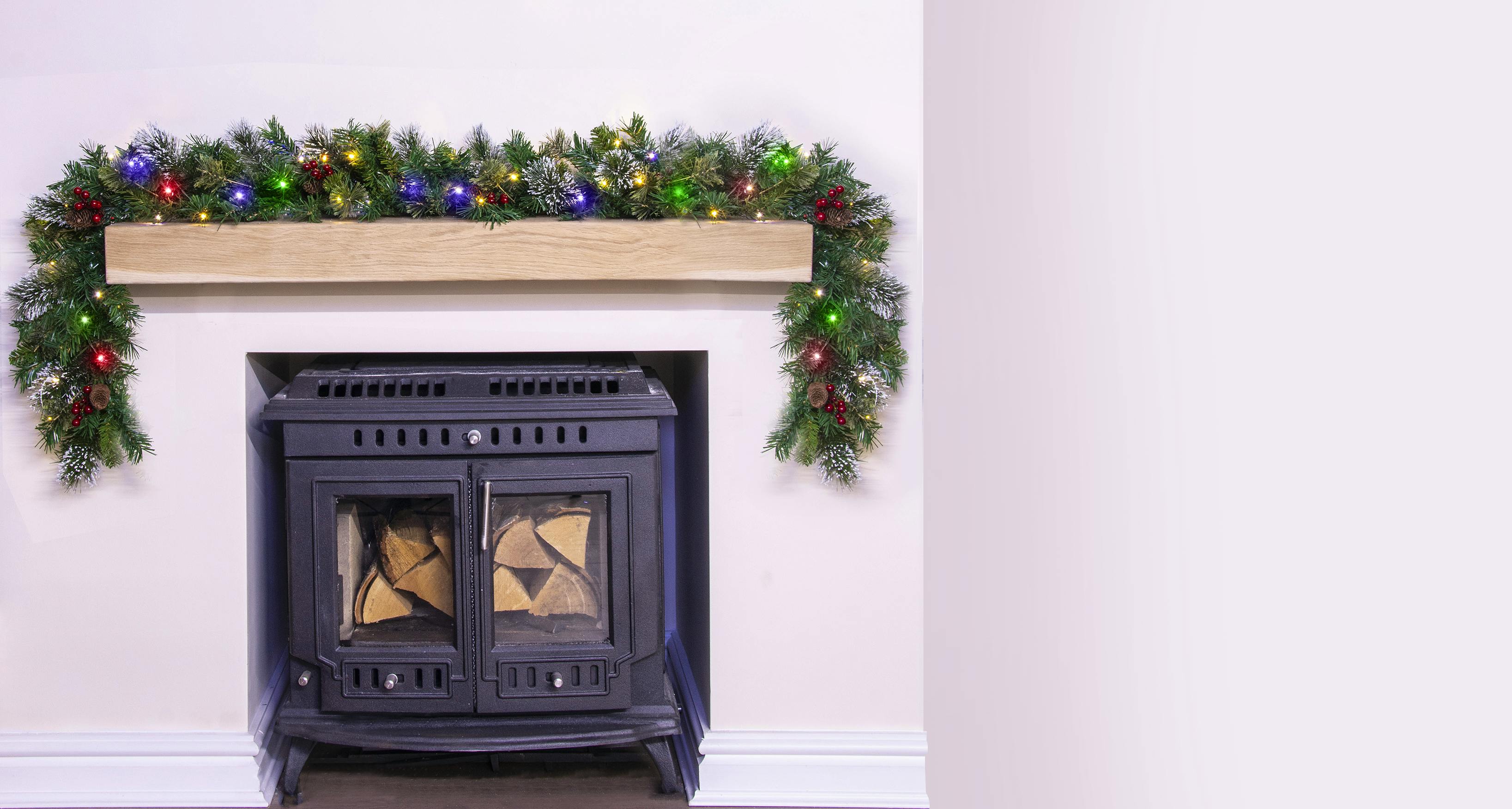 180cm Pre-lit Decorated Mixed Pine Garland Warm White/Multicolour LEDs