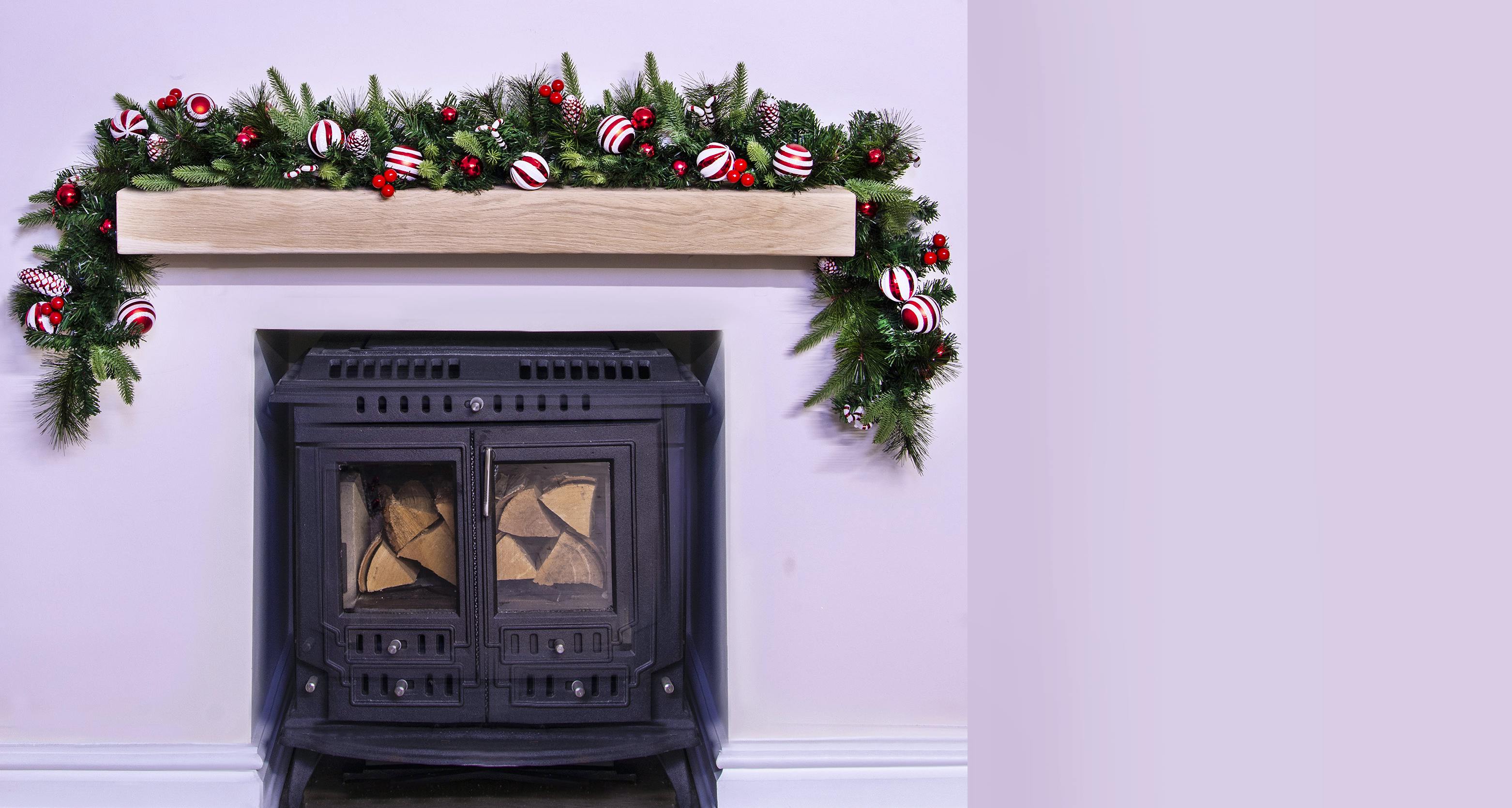 180cm Decorated Mixed Pine Garland with Red & White Candy Canes