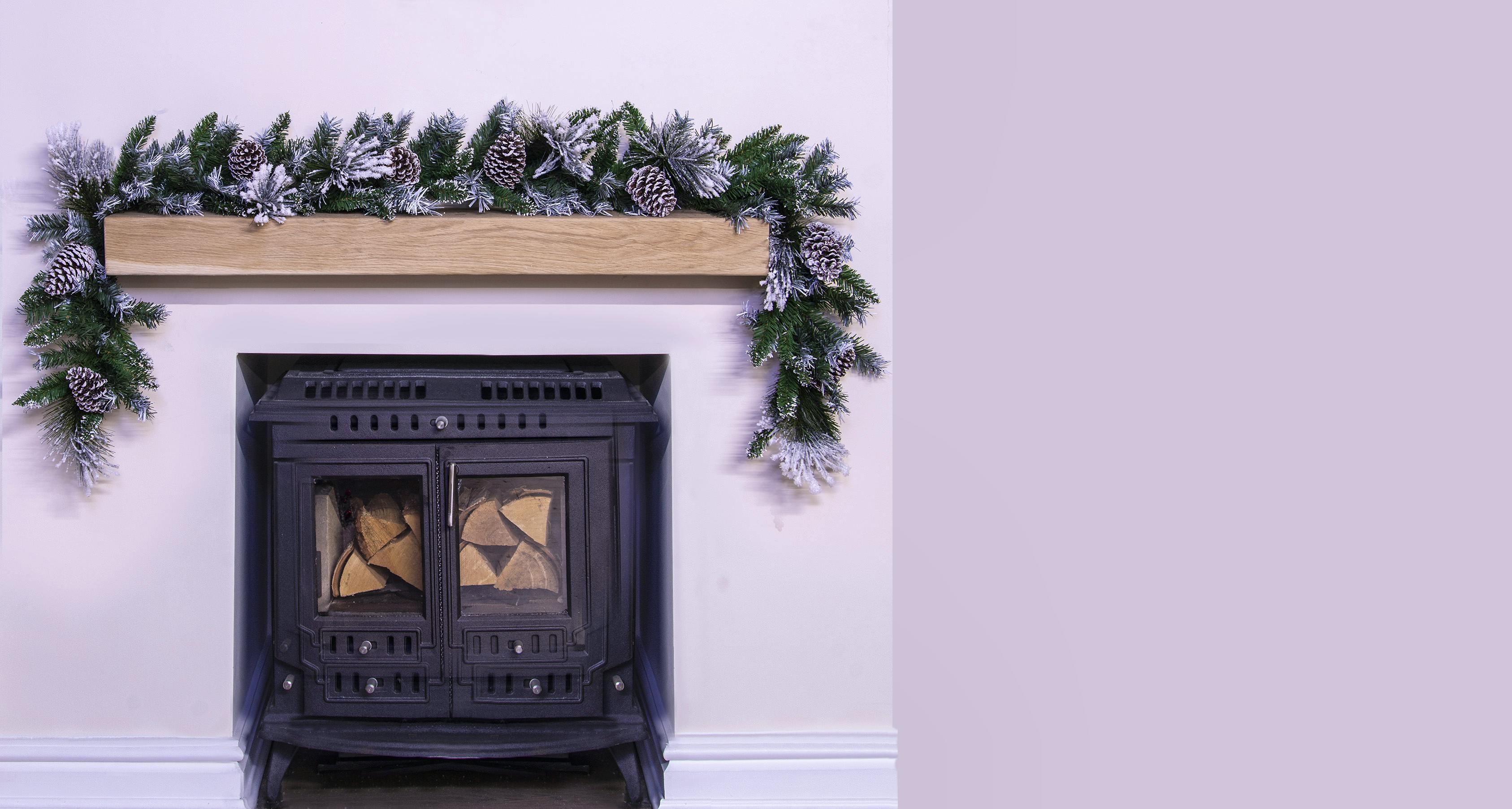 180cm Flocked Decorated Mixed Pine Garland with Pine Cones