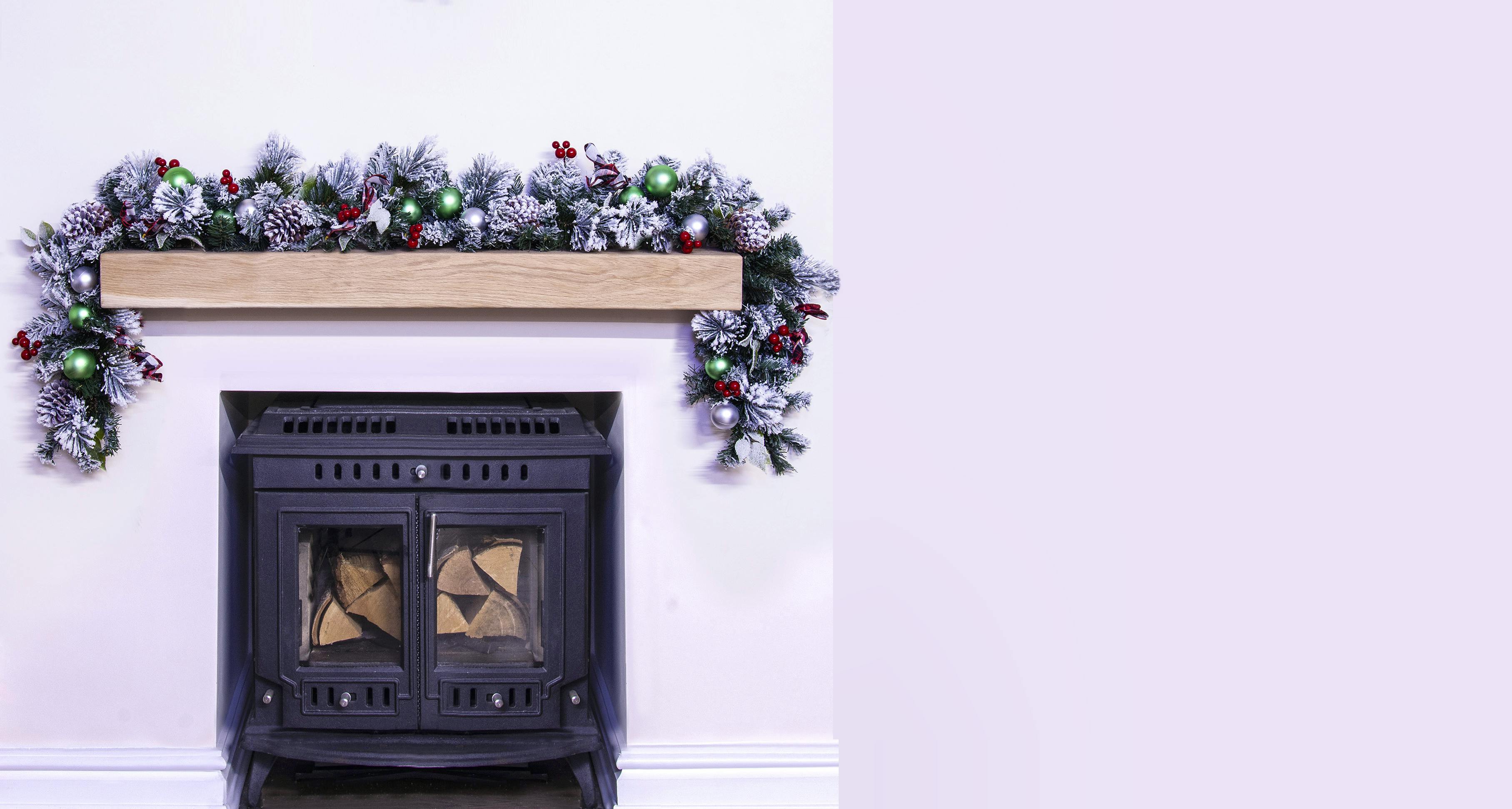 180cm Flocked Decorated Mixed Pine Garland with Tartan Bows