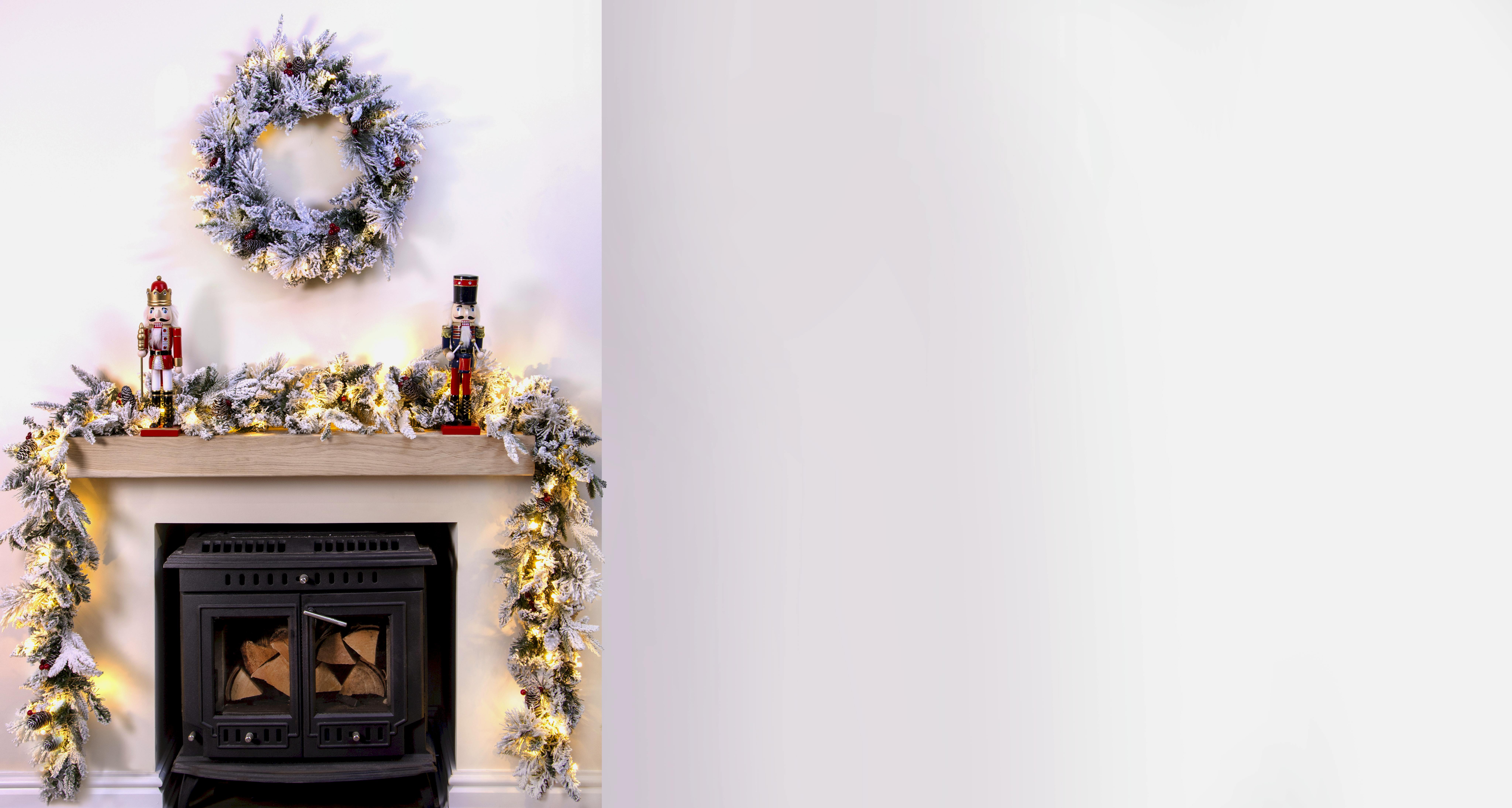 The Pre-lit Connectable 270cm Snowy Alpine Garland