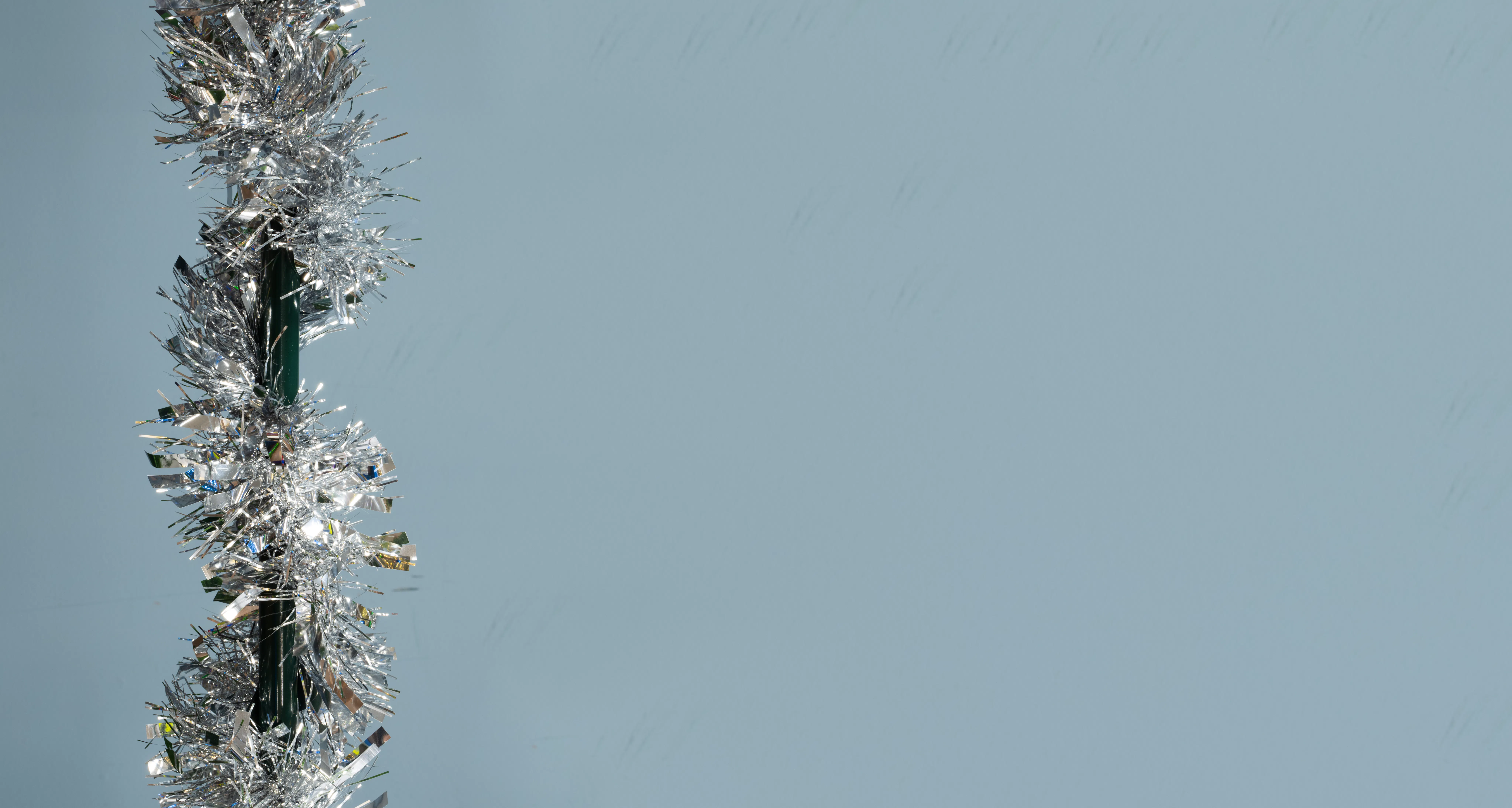 50m Extra Thick Fire Retardant Silver Tinsel