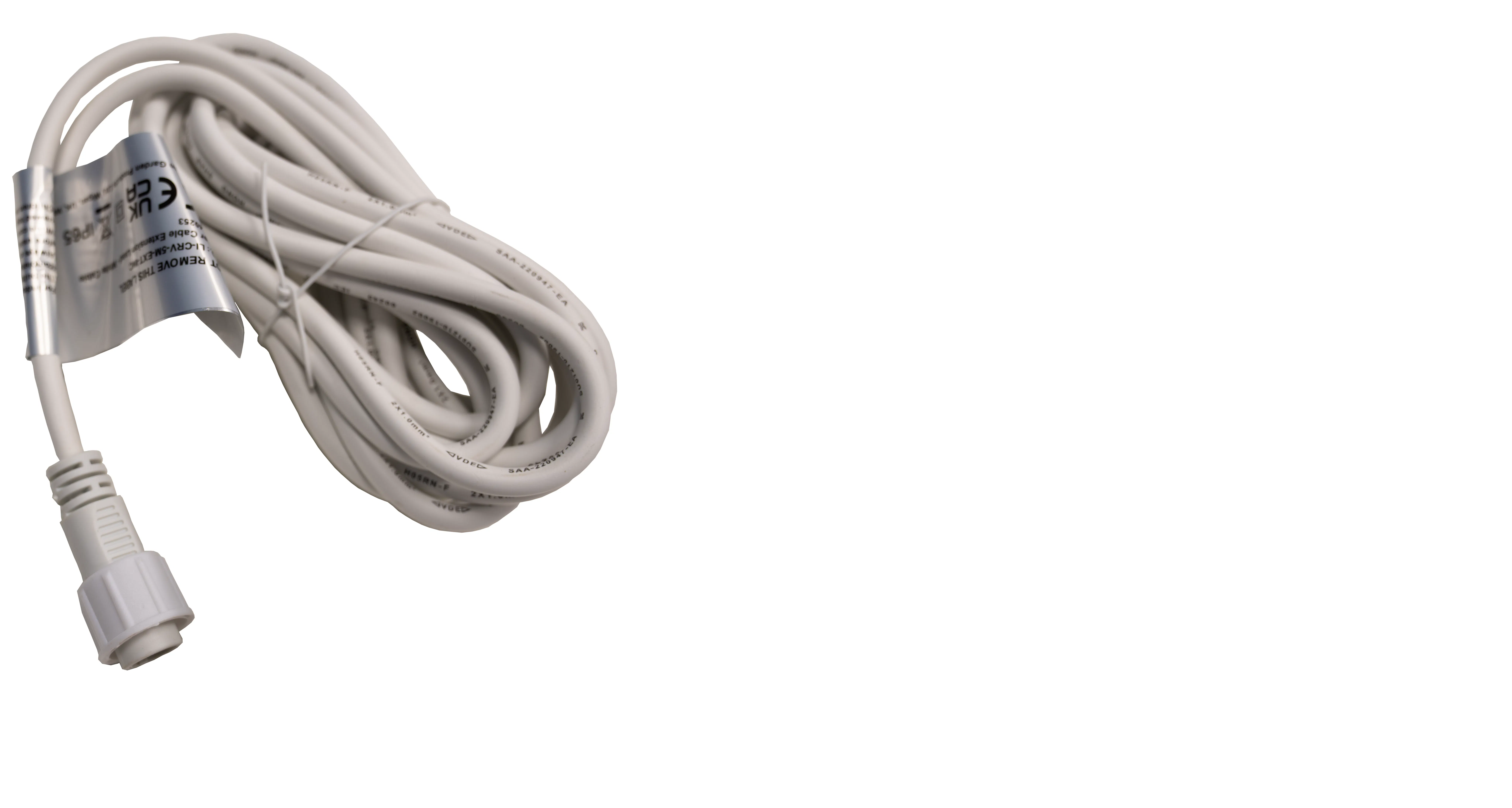 Crownvine 5m Extension Lead - White Rubber Cable (For Crownvine 230V Connectable Lights)