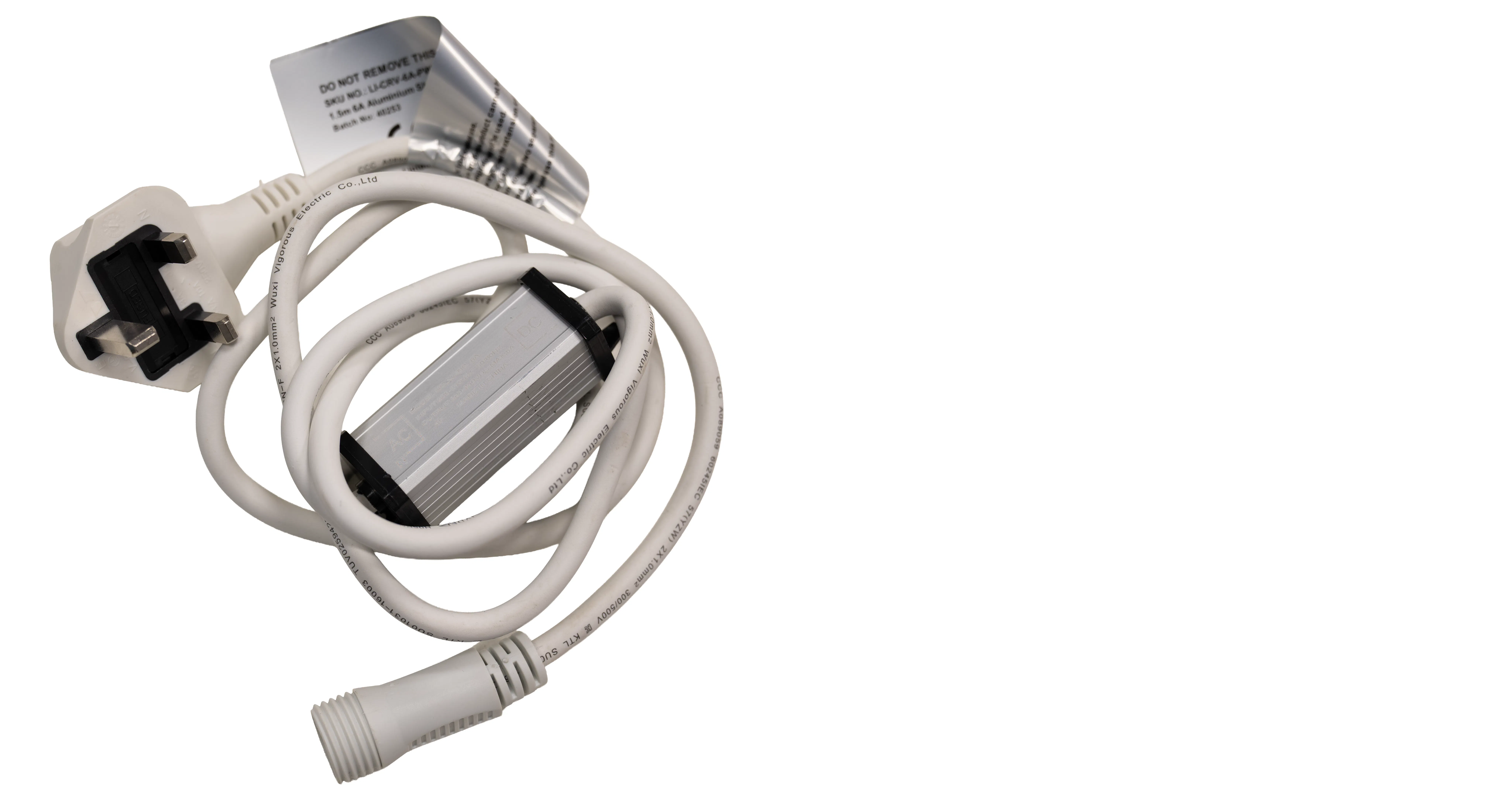 1.5m 6A Aluminium Shell Rectifier Power Supply - White Cable