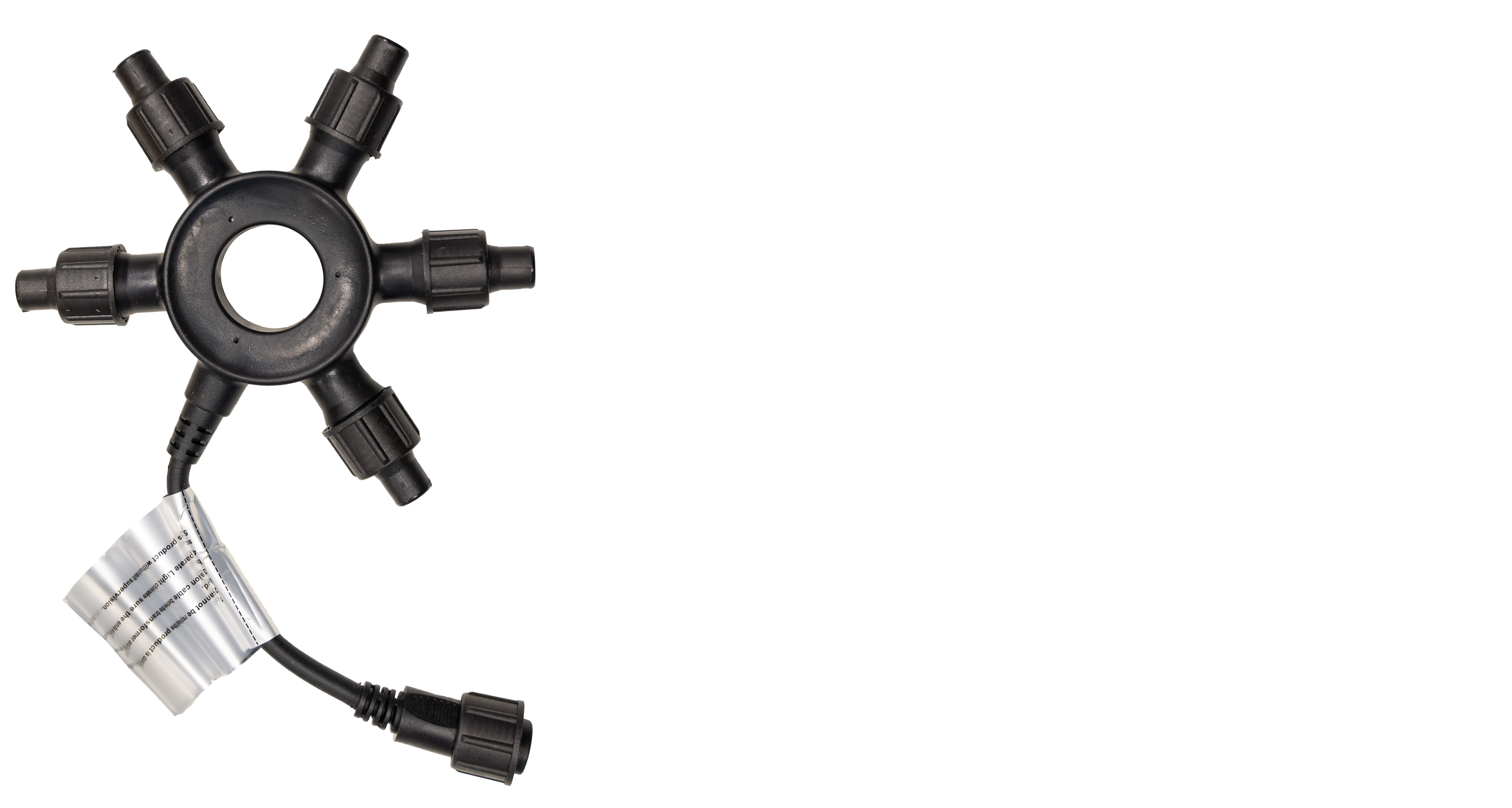 Crownvine 5 Socket Ring Connector - Black Rubber Cable (For Crownvine 230V Connectable Lights)
