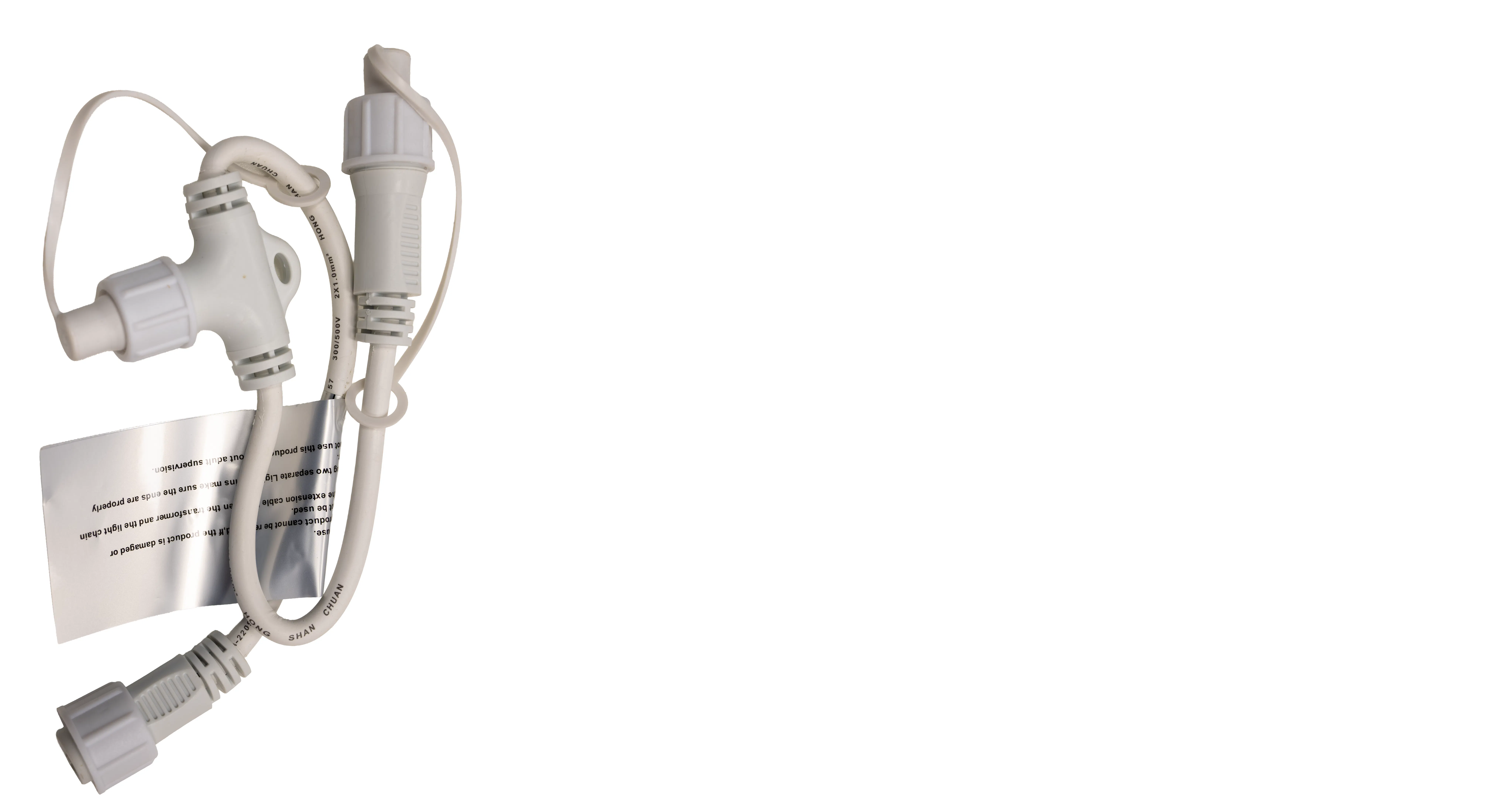 Crownvine 2 Way Splitter - White Rubber Cable (For Crownvine 230V Connectable Lights)