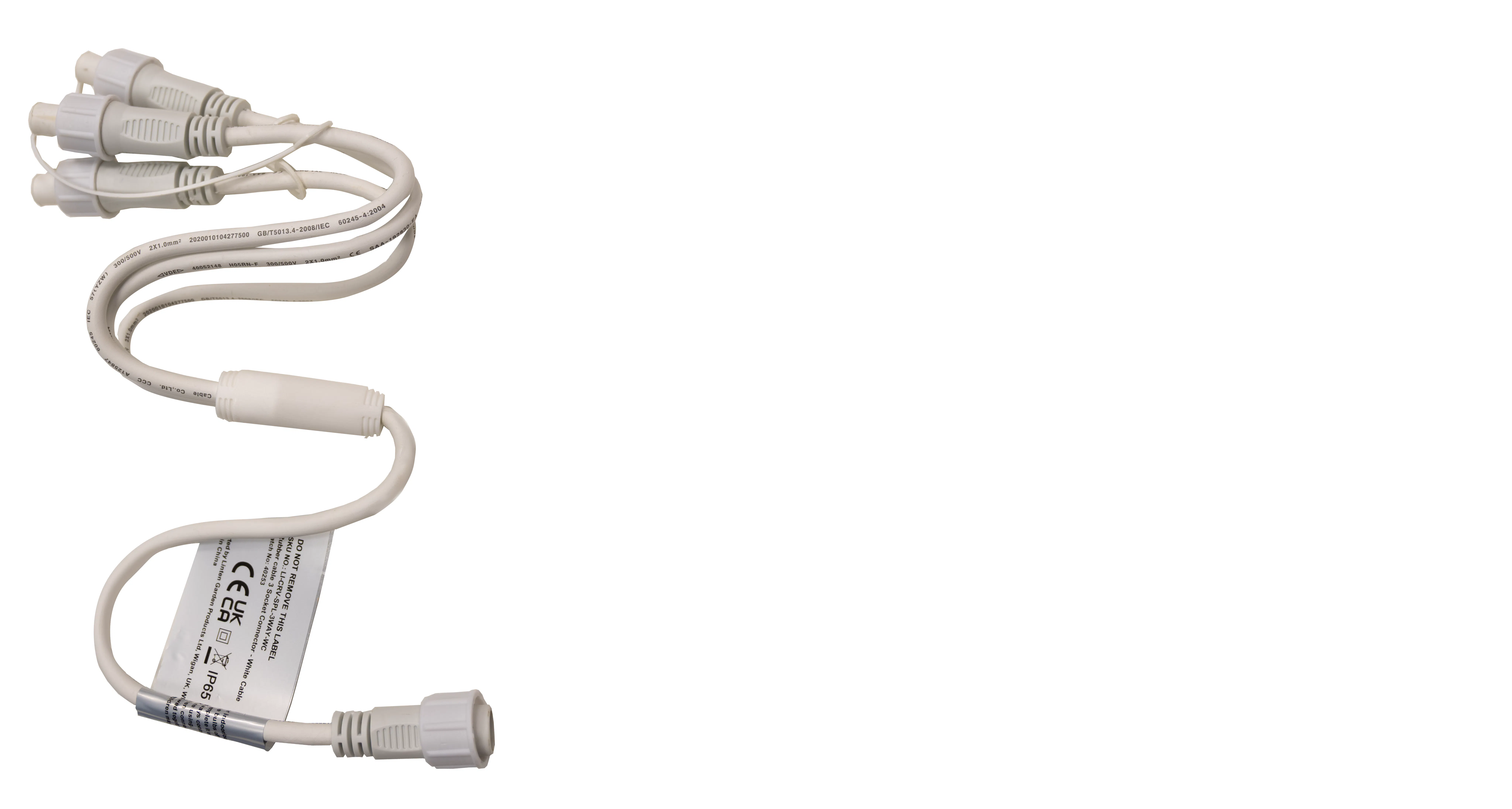 Rubber cable 3 Socket Connector - White Cable