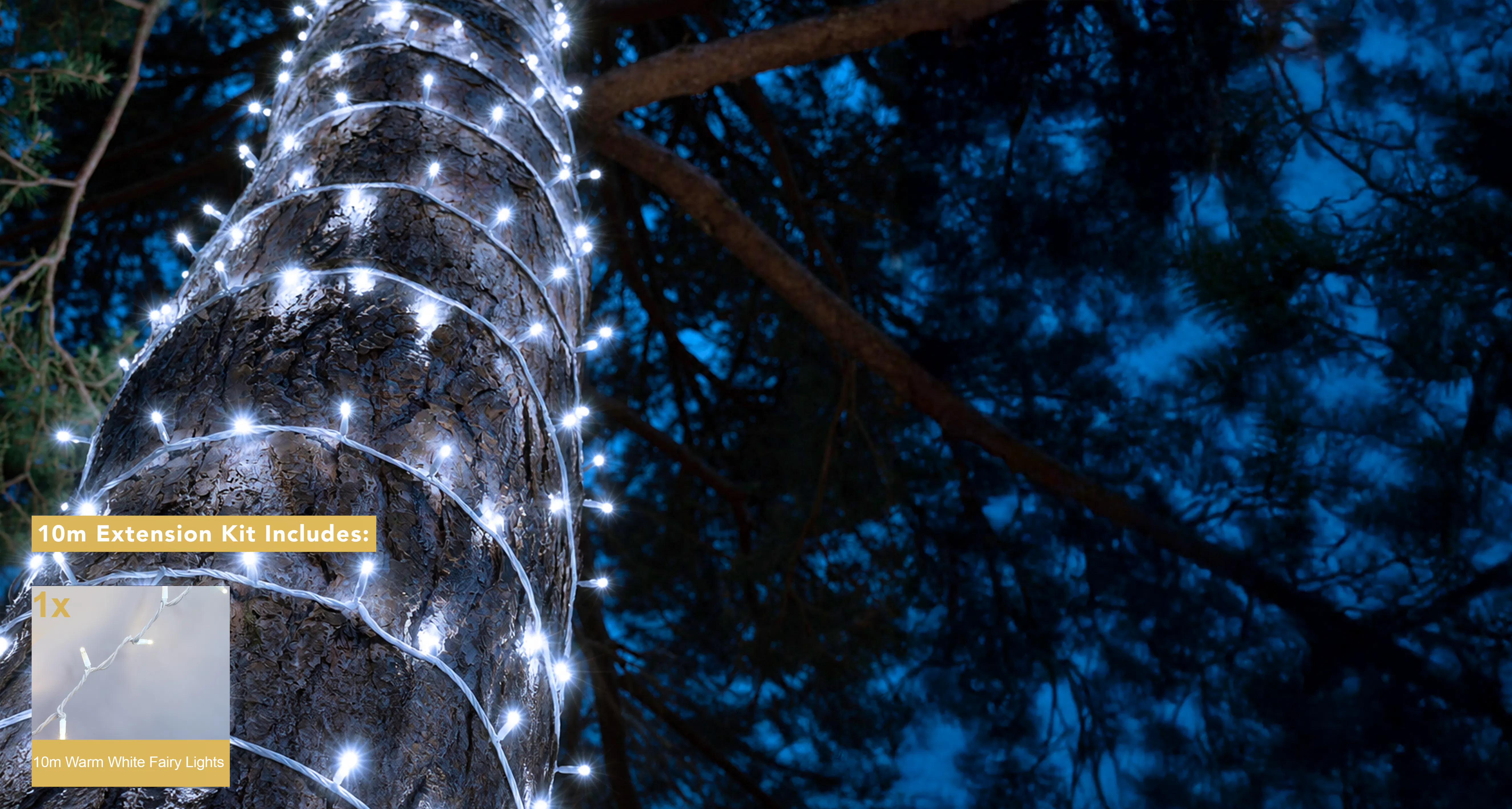Crownvine 10m Fairy Lights - 100 LEDs Bright White - White Rubber Cable (For Crownvine 230V Connectable Lights)
