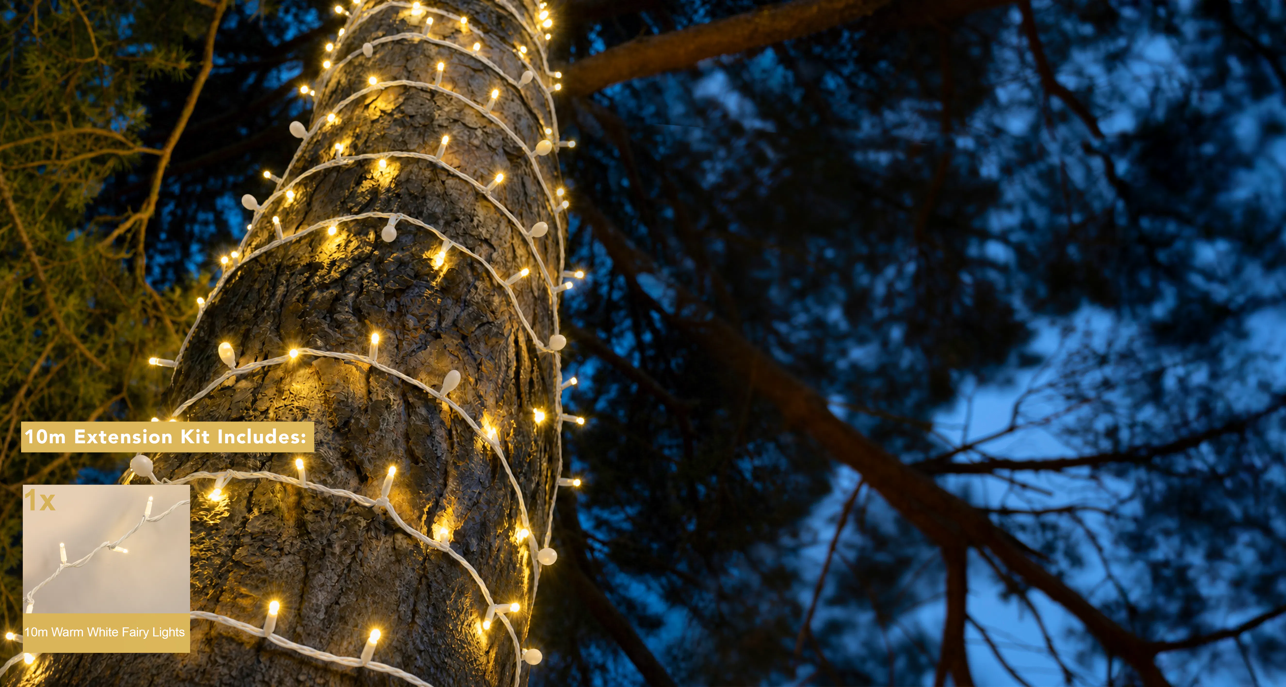 Crownvine 10m Fairy Lights - 100 LEDs Warm White - White Rubber Cable (For Crownvine 230V Connectable Lights)