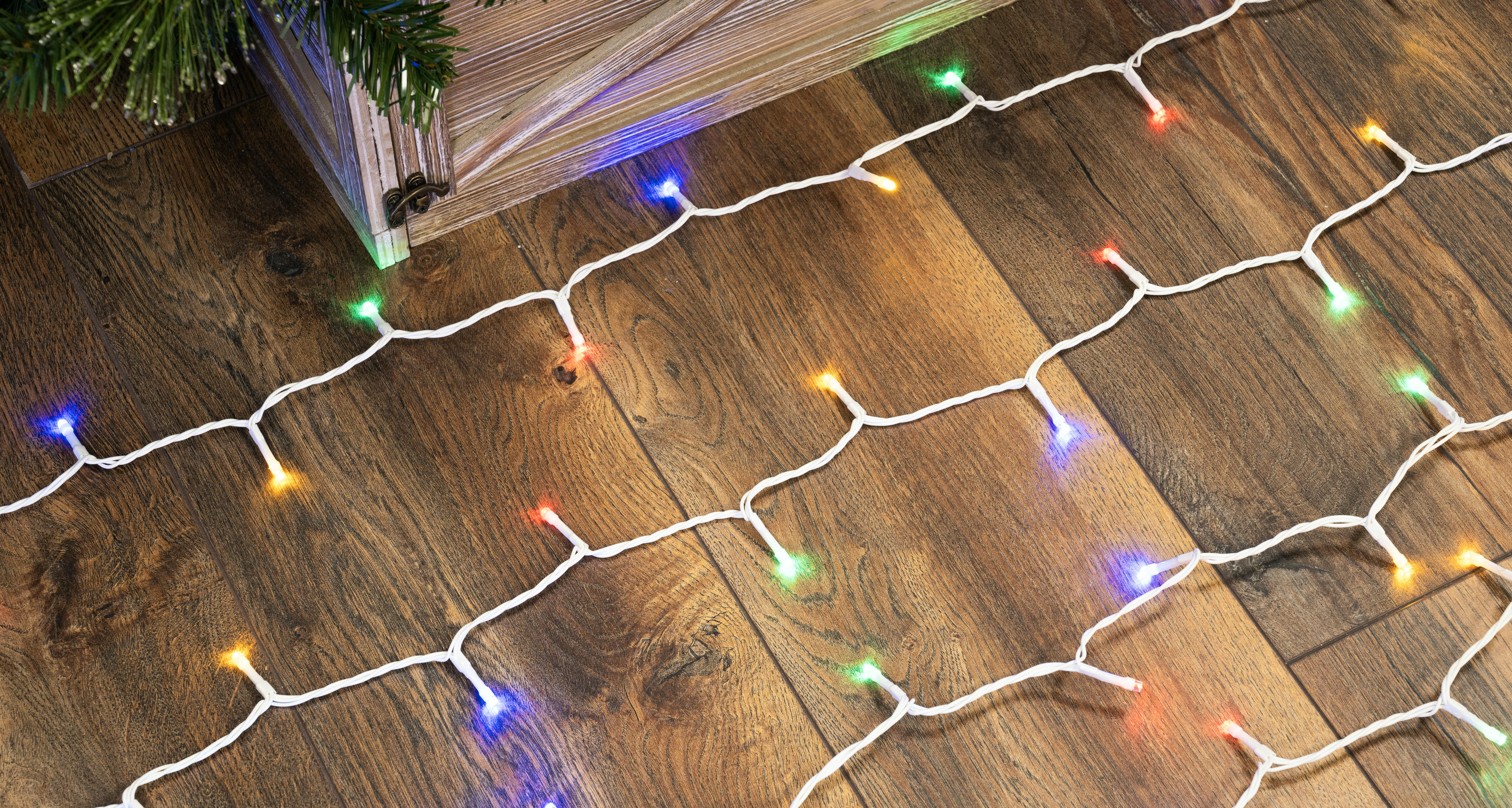 CTW White Cable 1000 LED Multifunction string light set - Multicolour