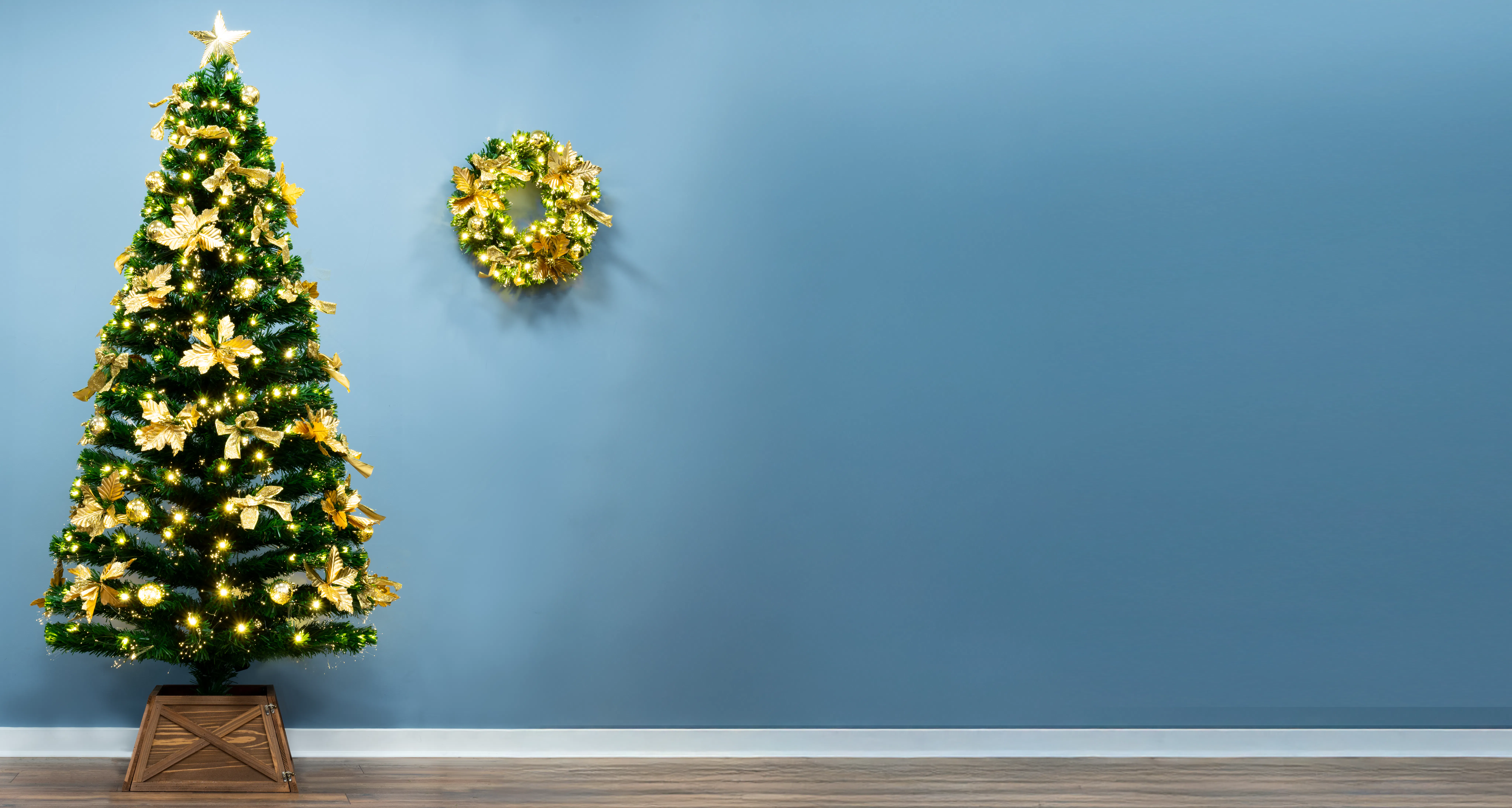 The Gilded Poinsettia Fir Fibre Optic Tree (3ft to 7ft)