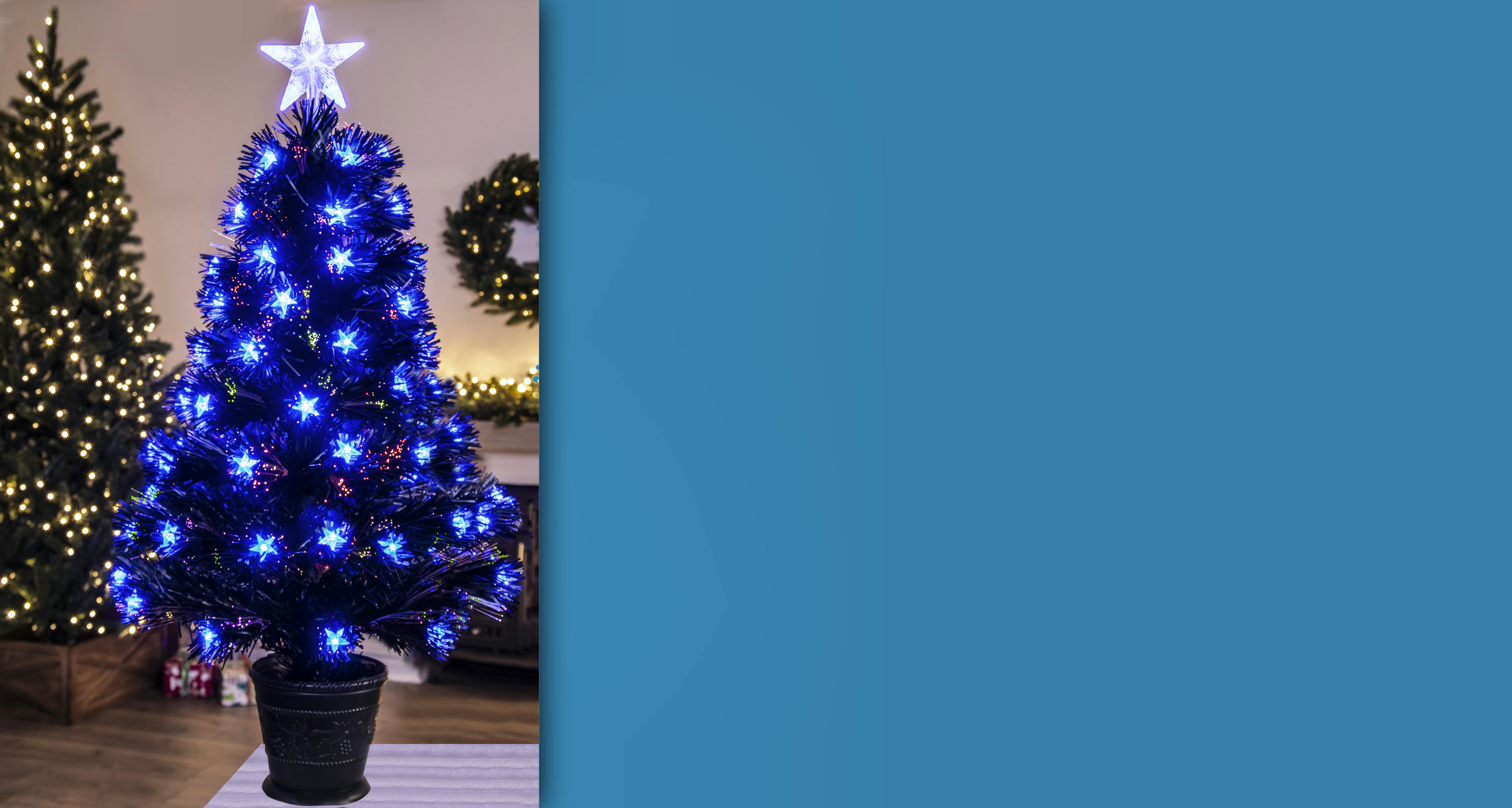 The 3ft Black Blue Star Fibre Optic Tree