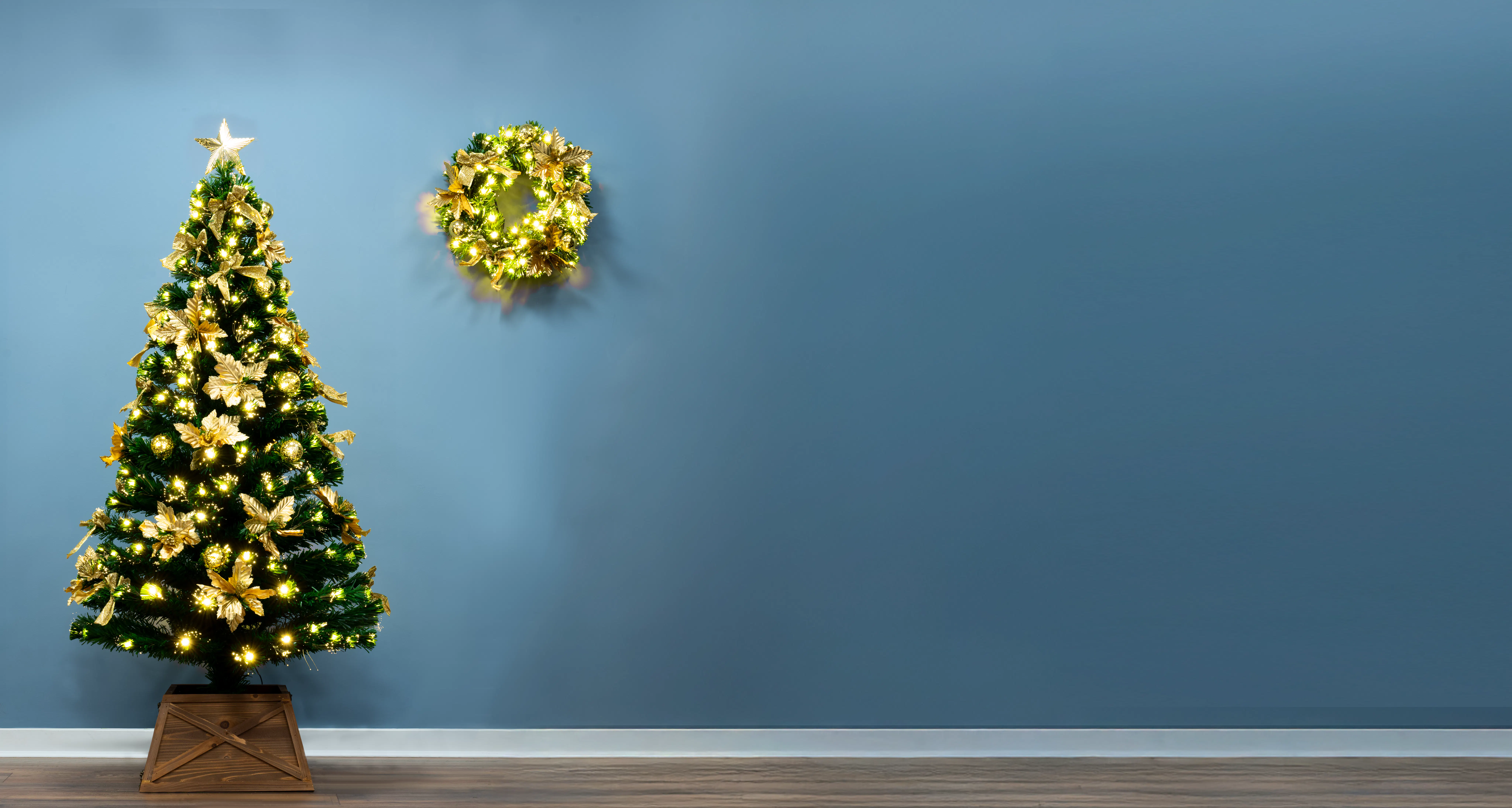 The 6ft Gilded Poinsettia Fir Fibre Optic Tree