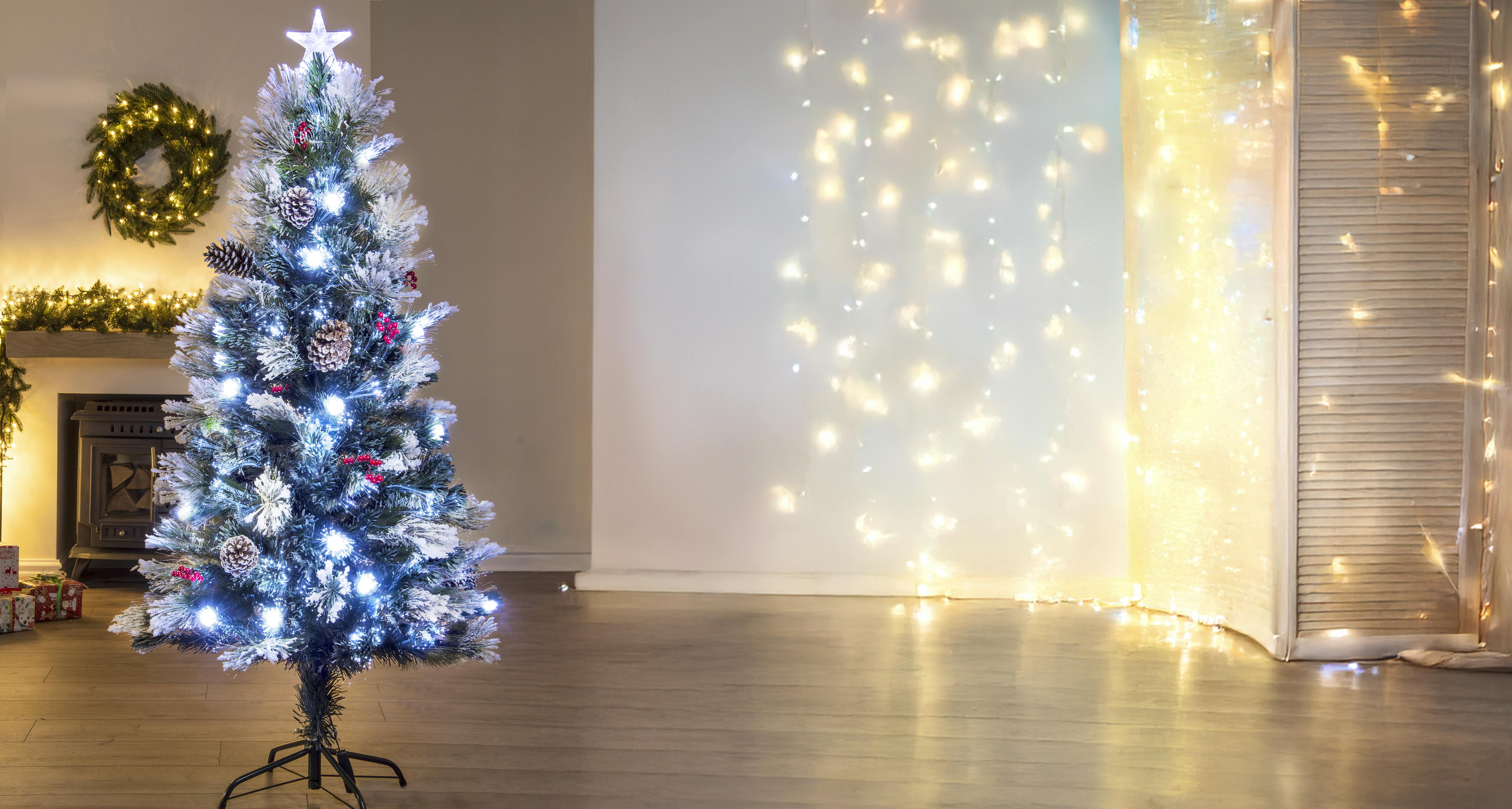 The 5ft Snowy LED Frosted Pine Fibre Optic Tree