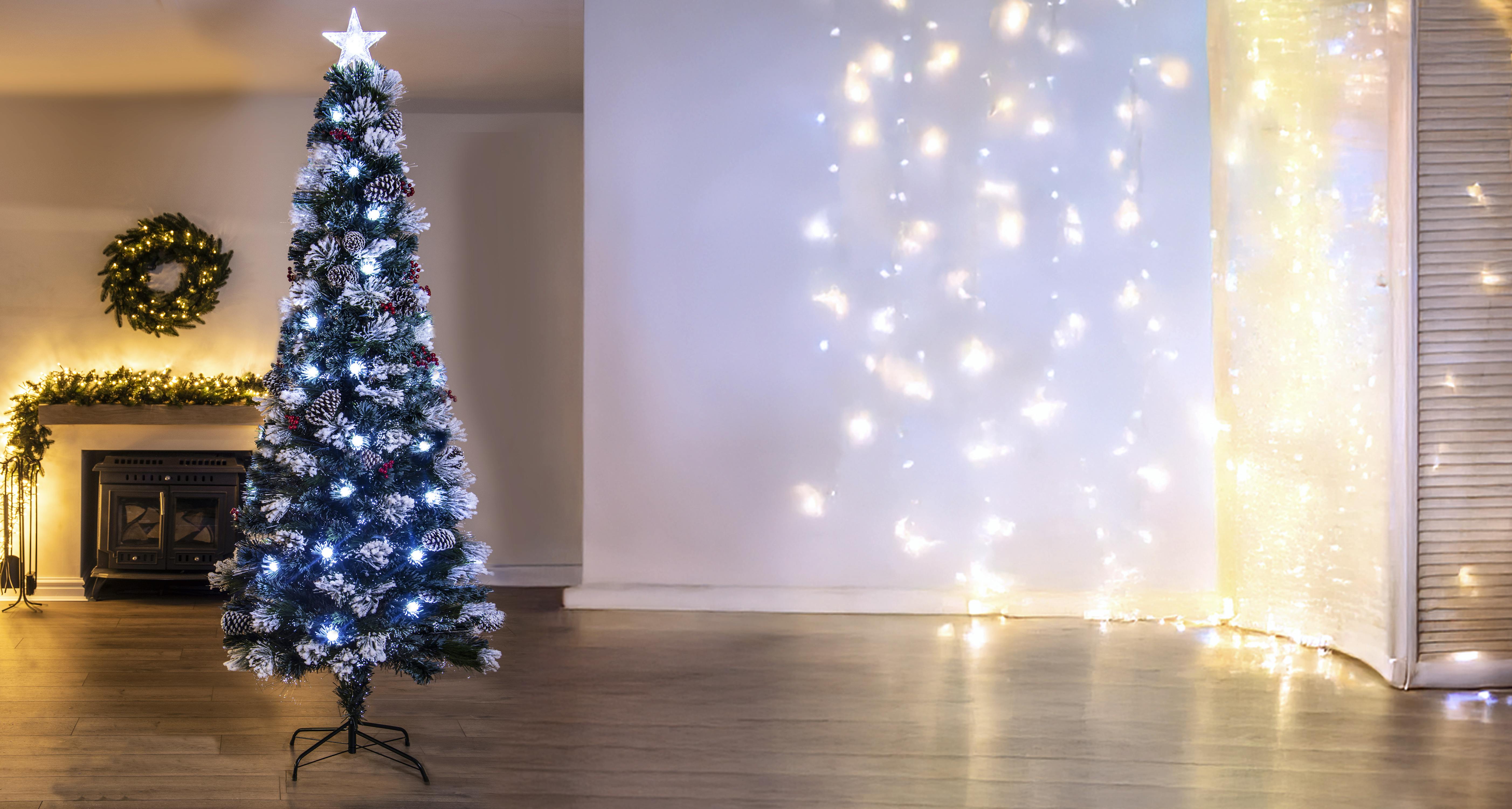 The 8ft Snowy LED Frosted Pine Fibre Optic Tree