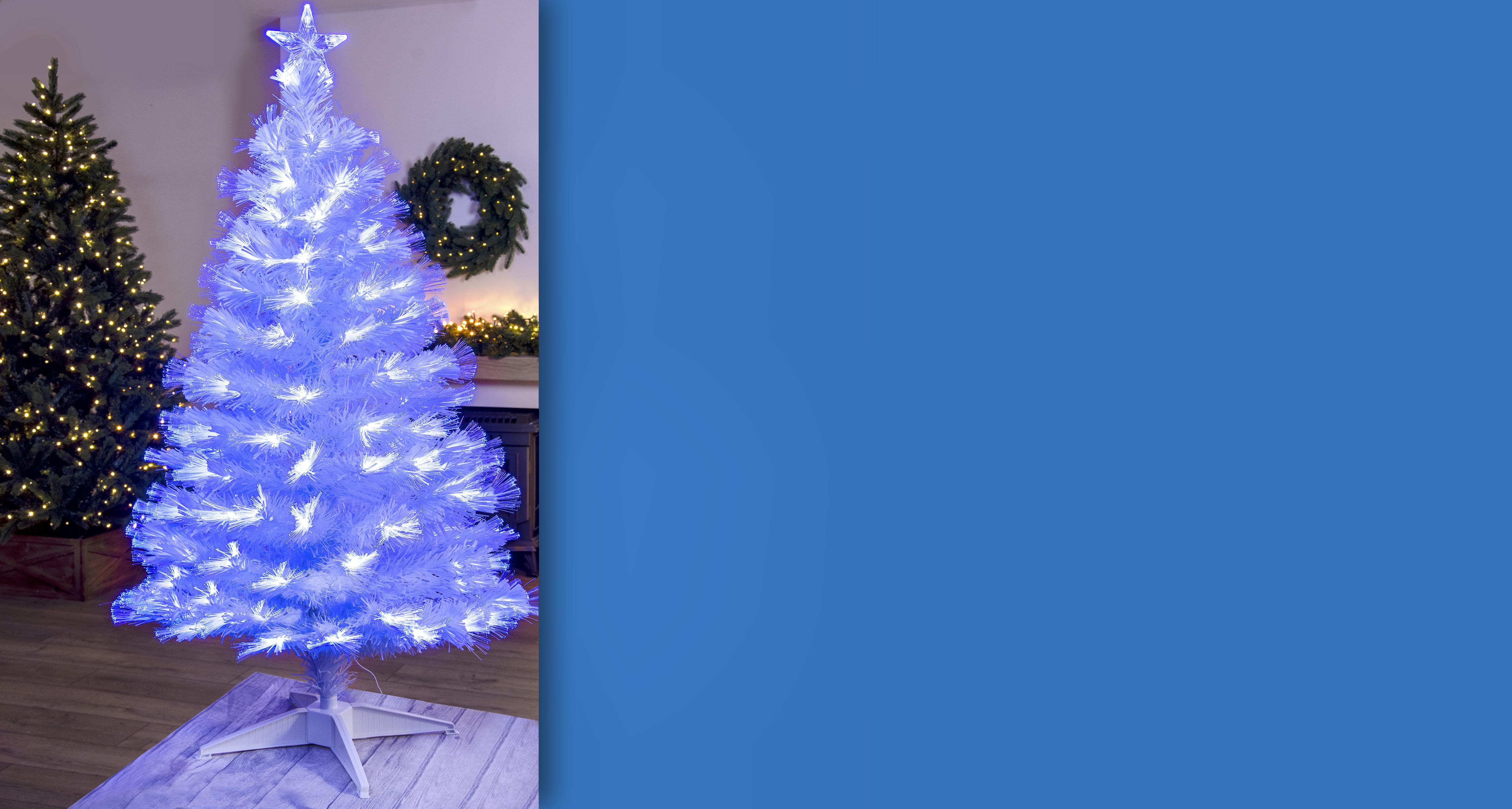 The 4ft White Blue Ripple Effect Fibre Optic Tree